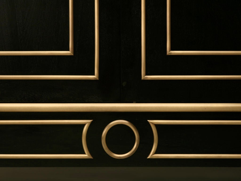 Jansen Inspired Ebonized Mahogany Bookcase with Bronze Trim in Any Dimension 2