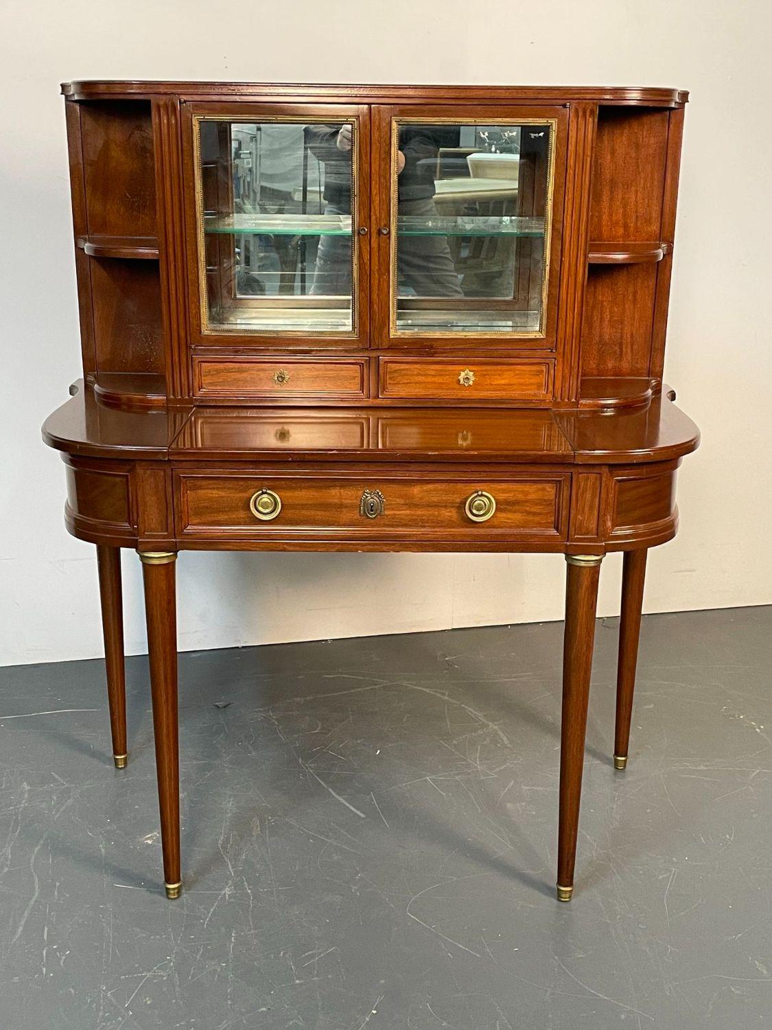 Louis XV Jansen Mahogany Desk and Curio Cabinet