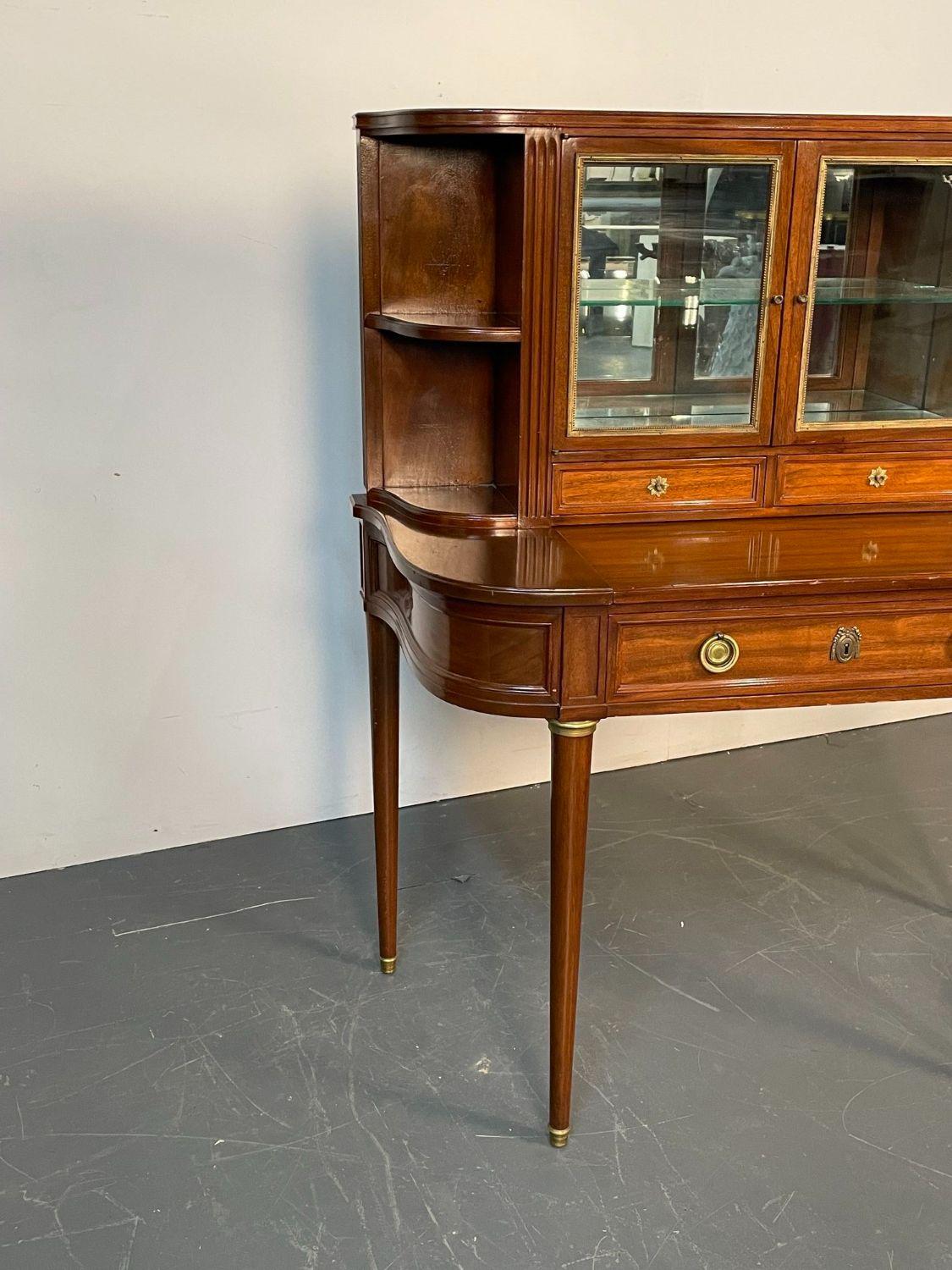 Jansen Mahogany Desk and Curio Cabinet In Good Condition In Stamford, CT