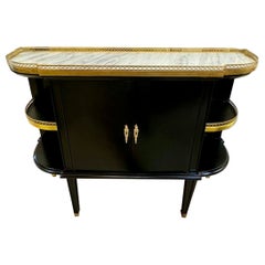 Jansen Manner Black Lacquered Servers with Carrara Marble Tops