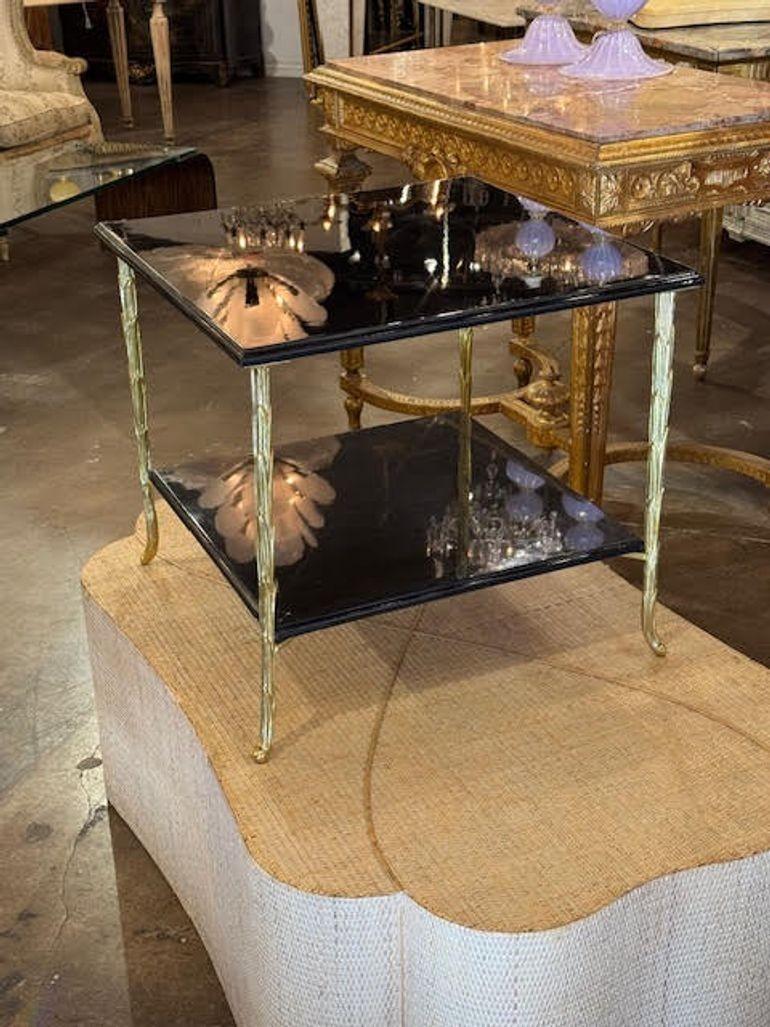 Table d'appoint Jansen Manner laquée noire Bon état - En vente à Dallas, TX