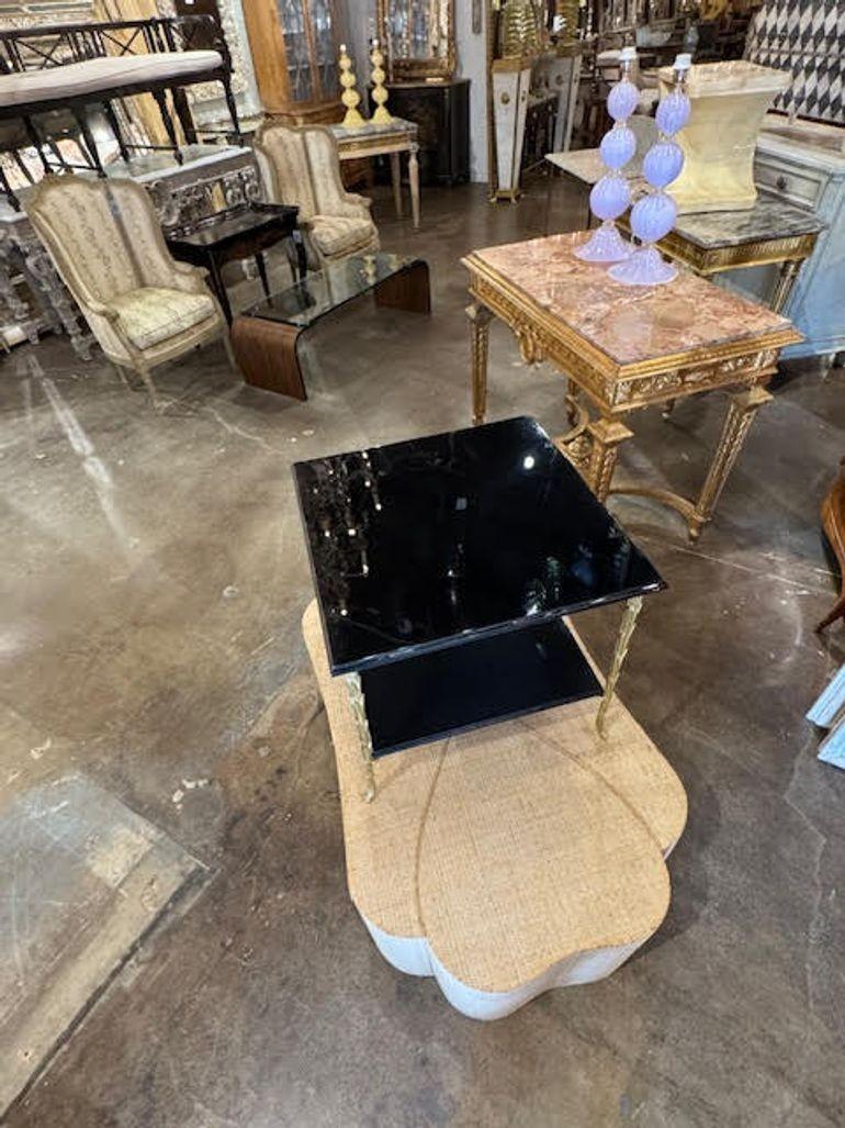 Laiton Table d'appoint Jansen Manner laquée noire en vente