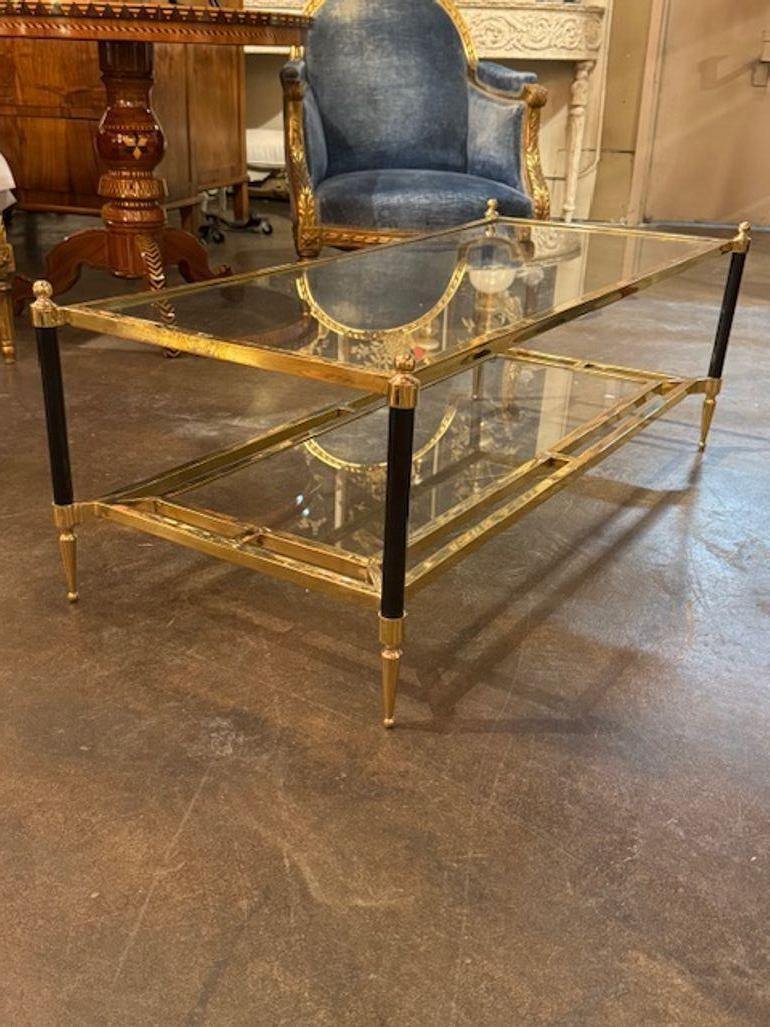 Mesa baja Jansen Manner de cristal pulido y latón Siglo XXI y contemporáneo en venta