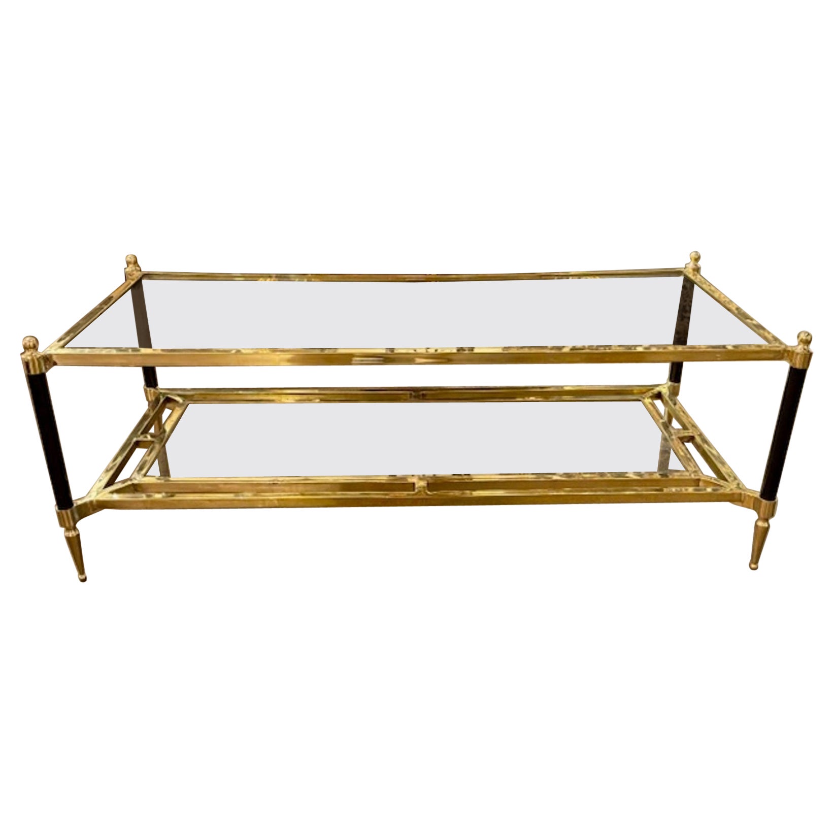Mesa baja Jansen Manner de cristal pulido y latón en venta
