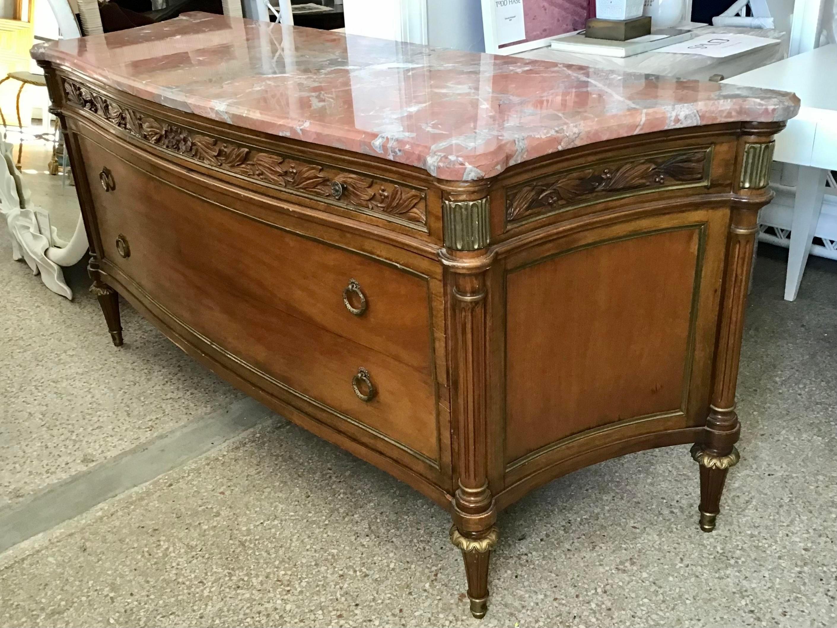 French Jansen Moderne Large Commode with Marble Top For Sale