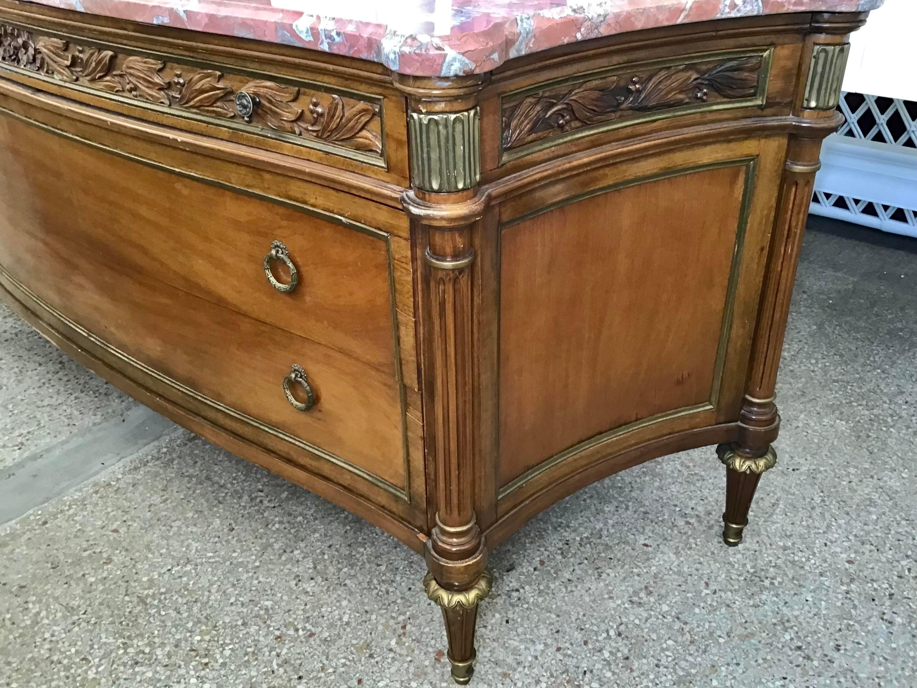 Jansen Moderne Large Commode with Marble Top In Good Condition For Sale In Los Angeles, CA