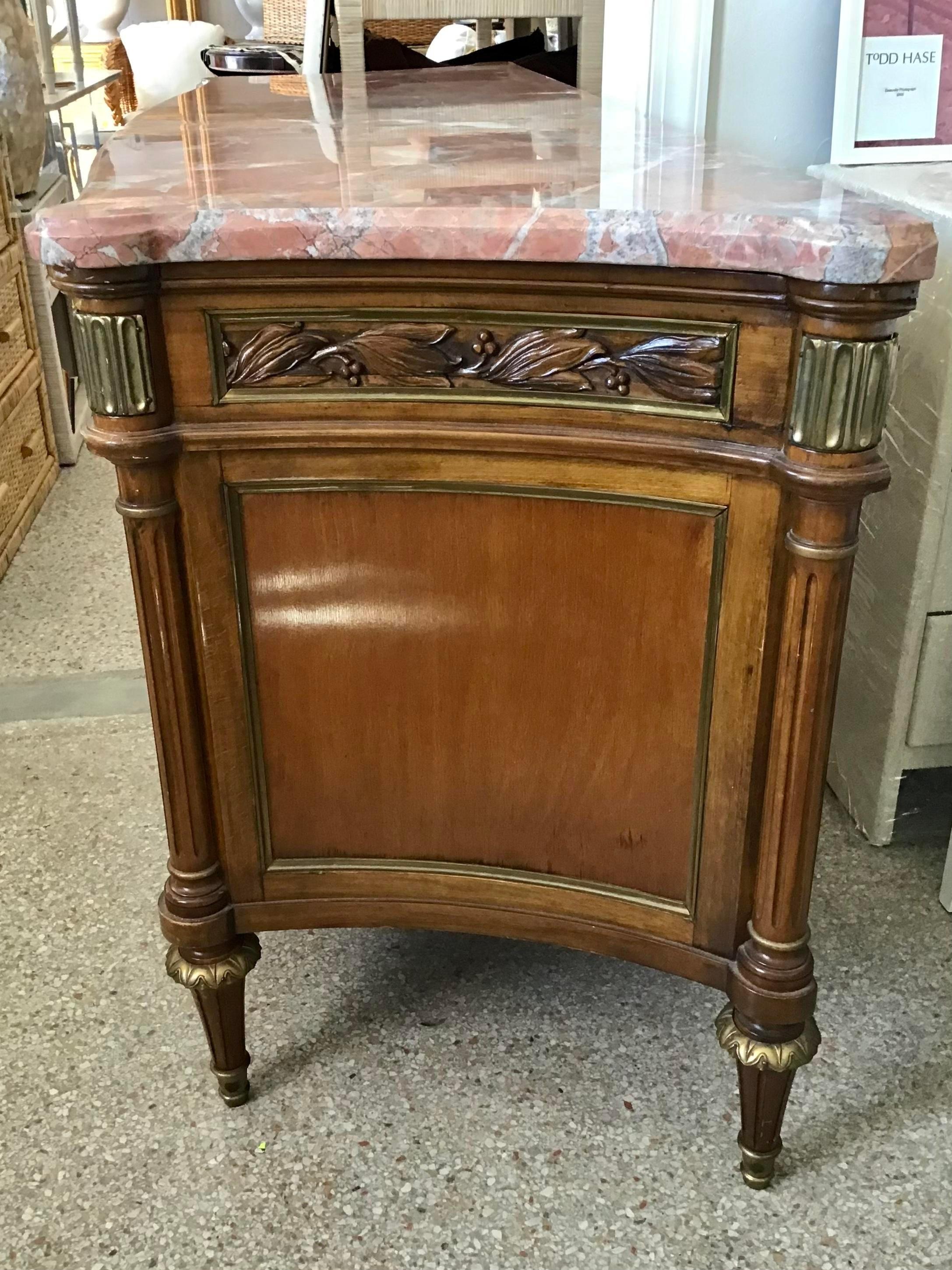 Mid-20th Century Jansen Moderne Large Commode with Marble Top For Sale