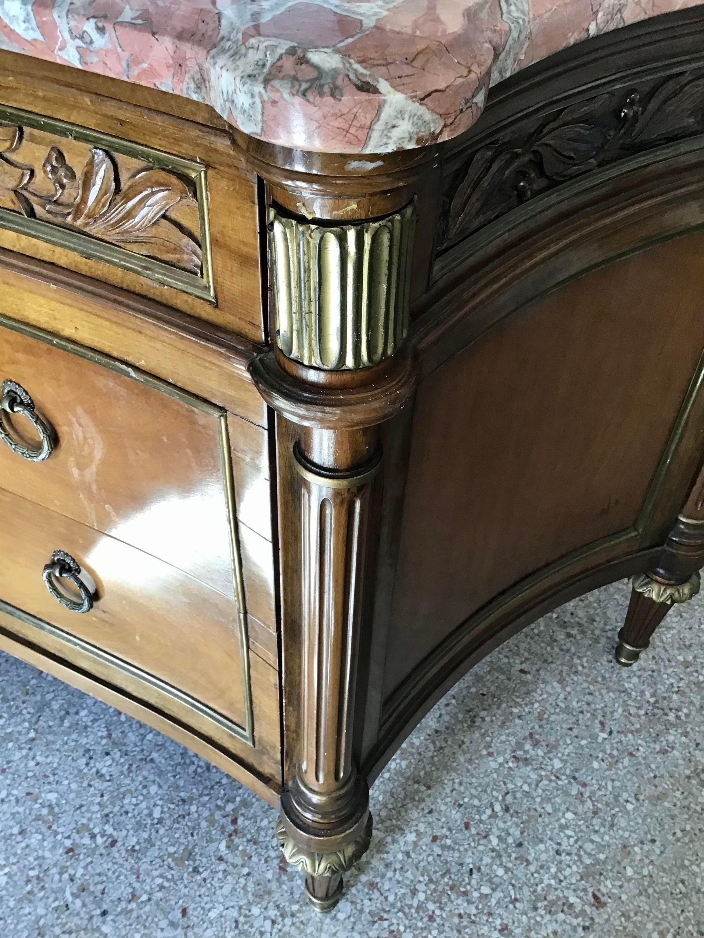 Jansen Moderne Large Commode with Marble Top For Sale 3