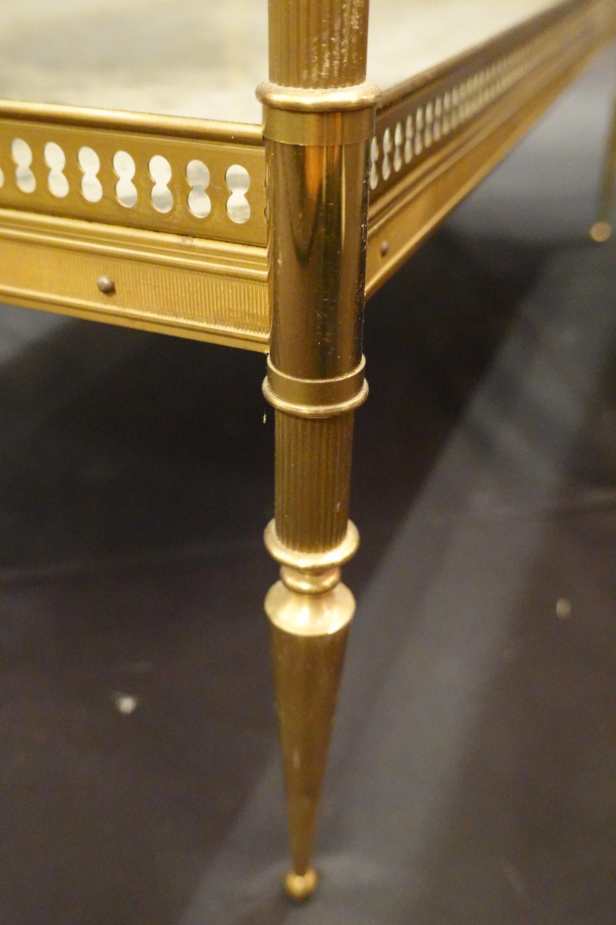 Jansen Neoclassical Brass Two-Tiered Side Tables with Églomisé Tops 5