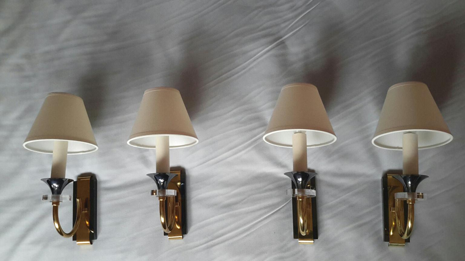 French Jansen Neoclassical Gilt Bronze Sconces, France, 1950s