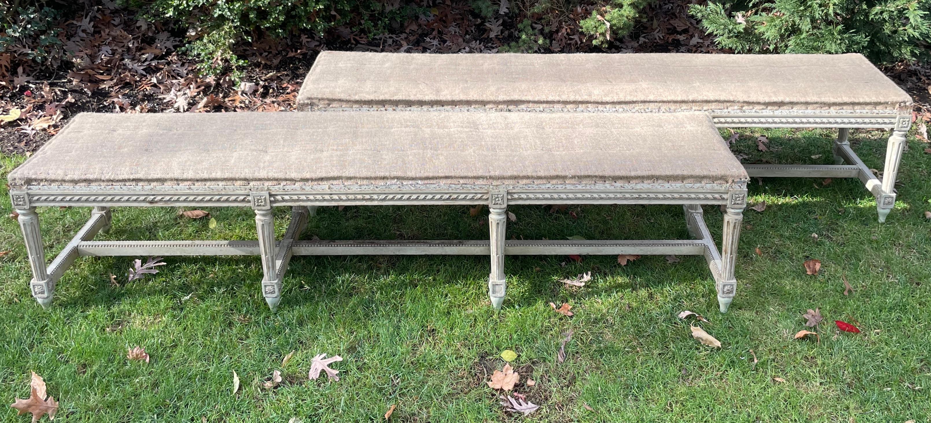 Hand-Carved Jansen Neoclassical Louis XVI Bench For Sale