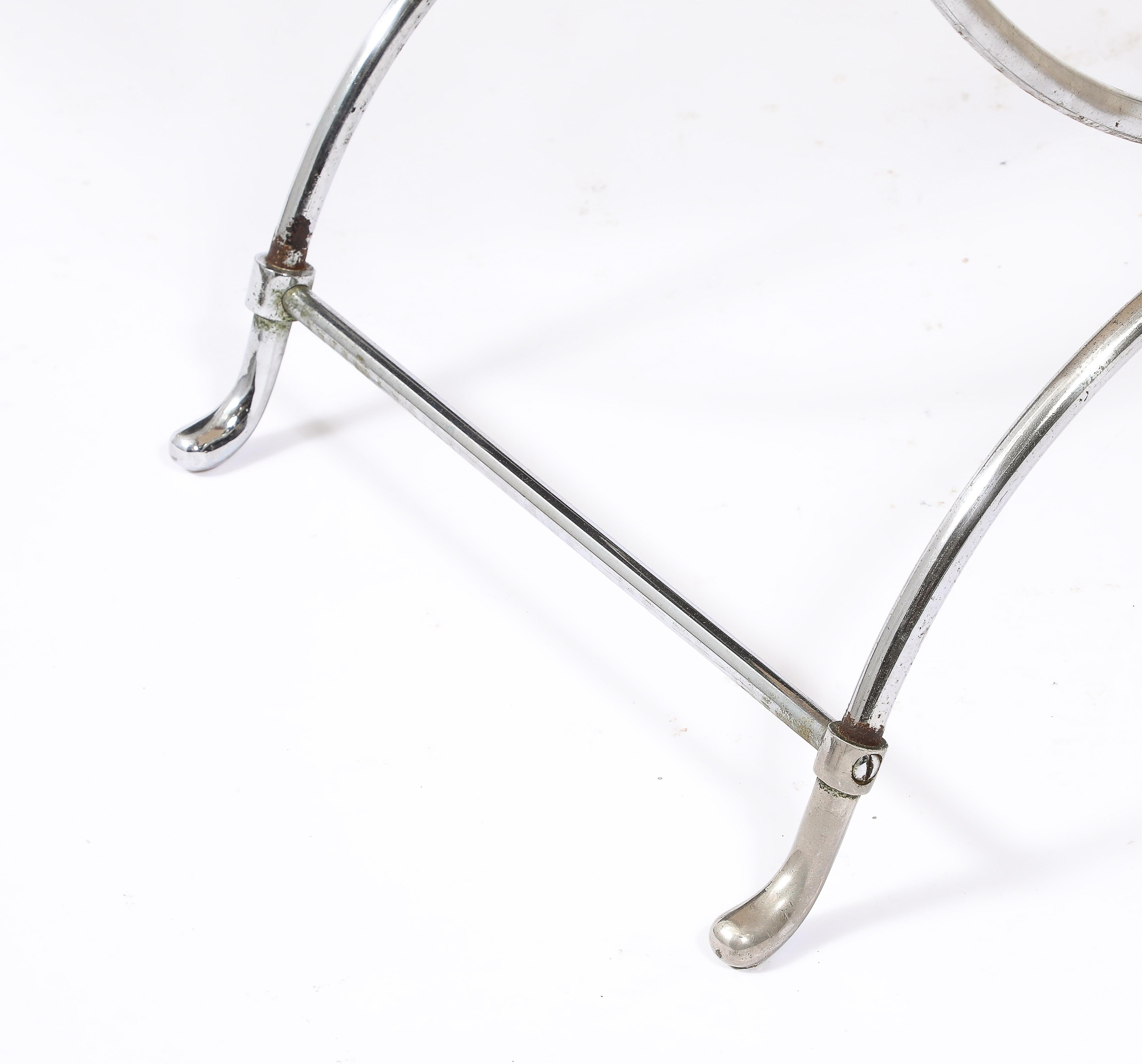 Brass Jansen Nickel Plated Swan Stool For Sale
