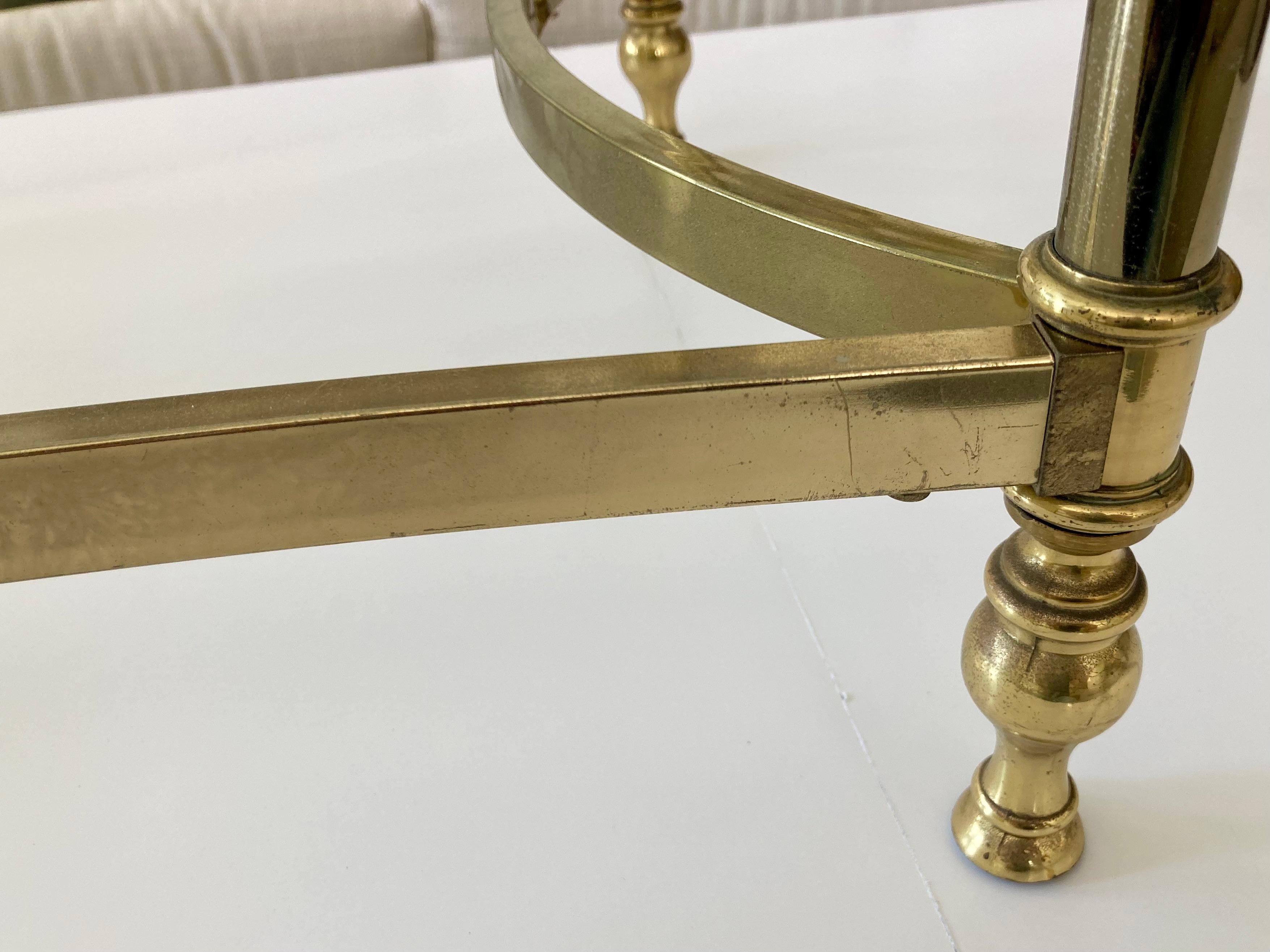 Jansen Oval Glass Top Coffee Table With Brass Metal Frame 5