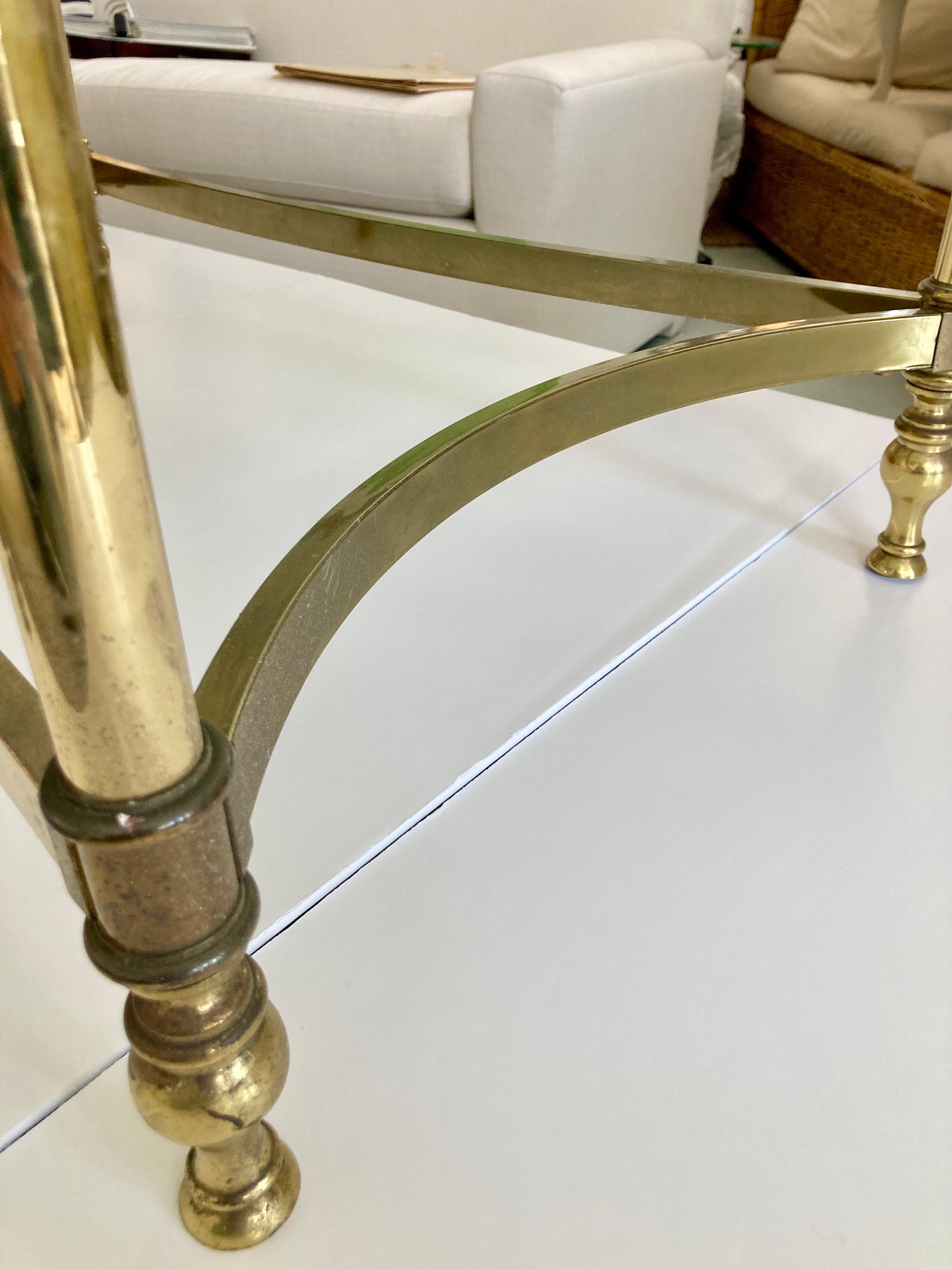 Jansen Oval Glass Top Coffee Table With Brass Metal Frame 8