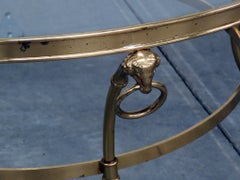 Round Jansen Regency Style Brass Glass Top Coffee Table