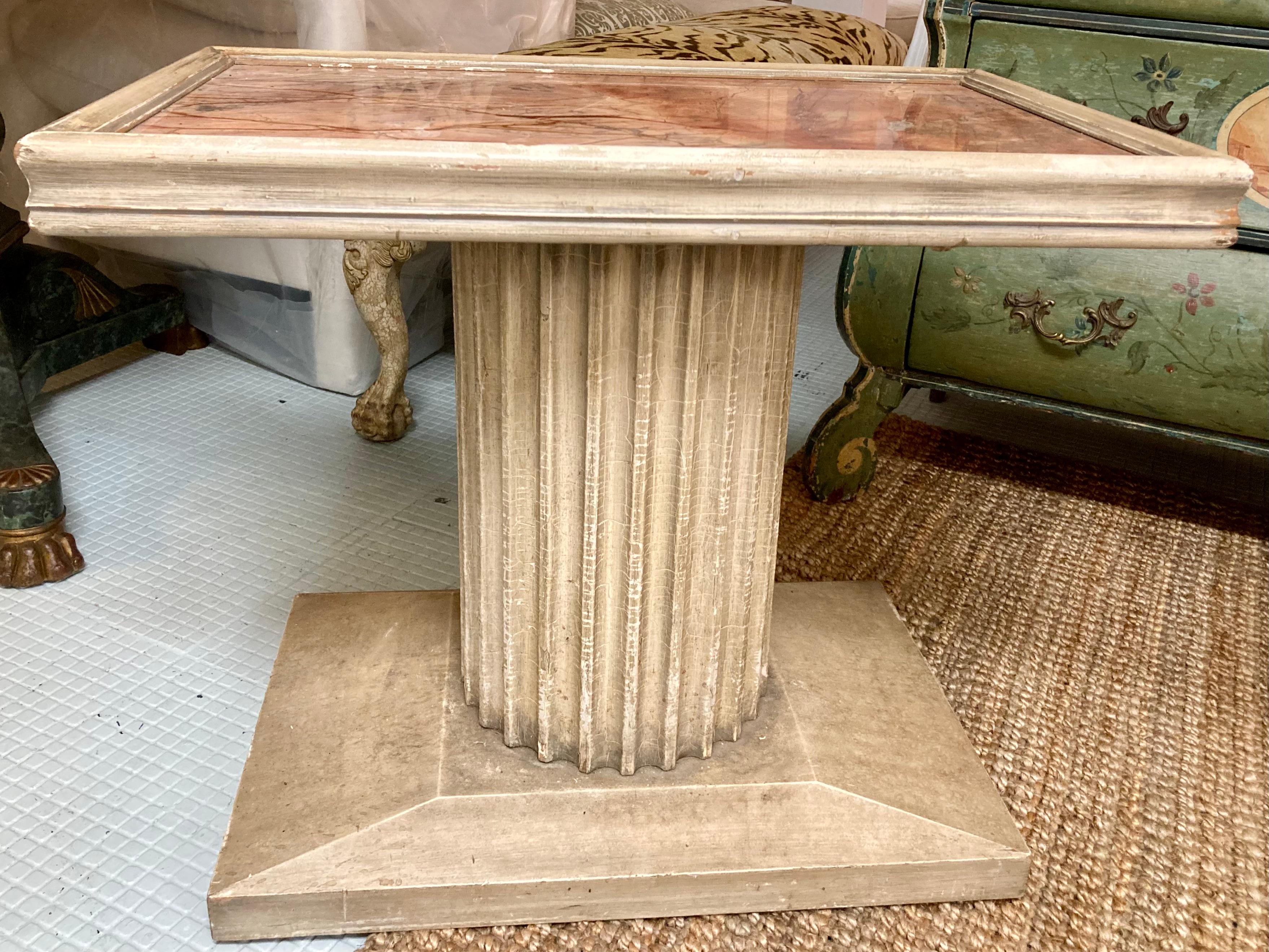 Neoclassical Jansen Side Tables With Marble Inset Tops, a Pair For Sale