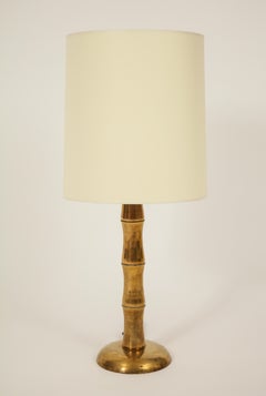 Jansen Style Bamboo Brass French Midcentury Pair of Table Lamps
