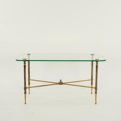 Tavolo da cocktail in ottone e vetro in stile Jansen