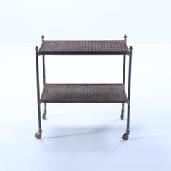Jansen style brass bar cart on wheels circa 1970