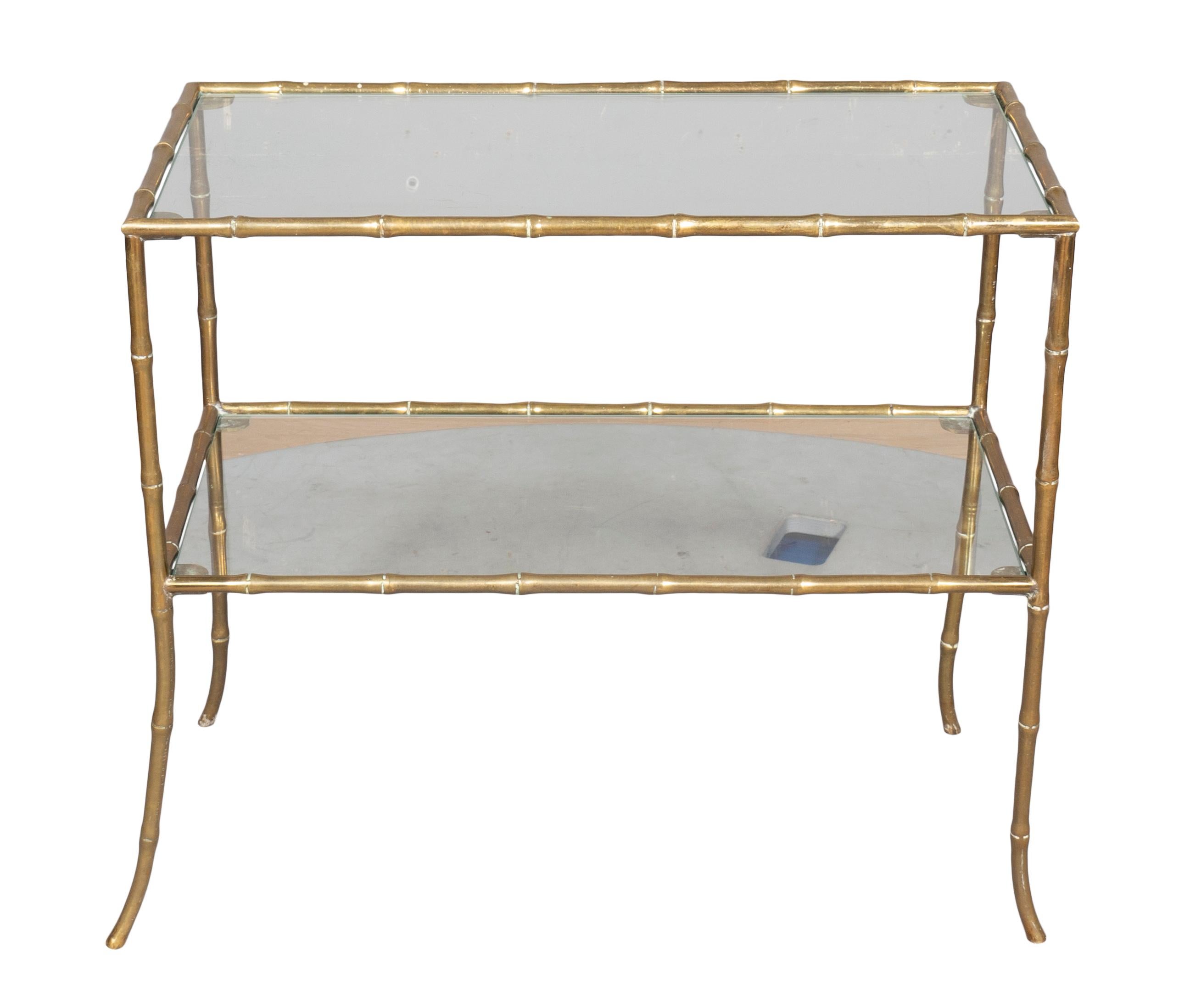 Jansen Style Brass Faux Bamboo Table 5