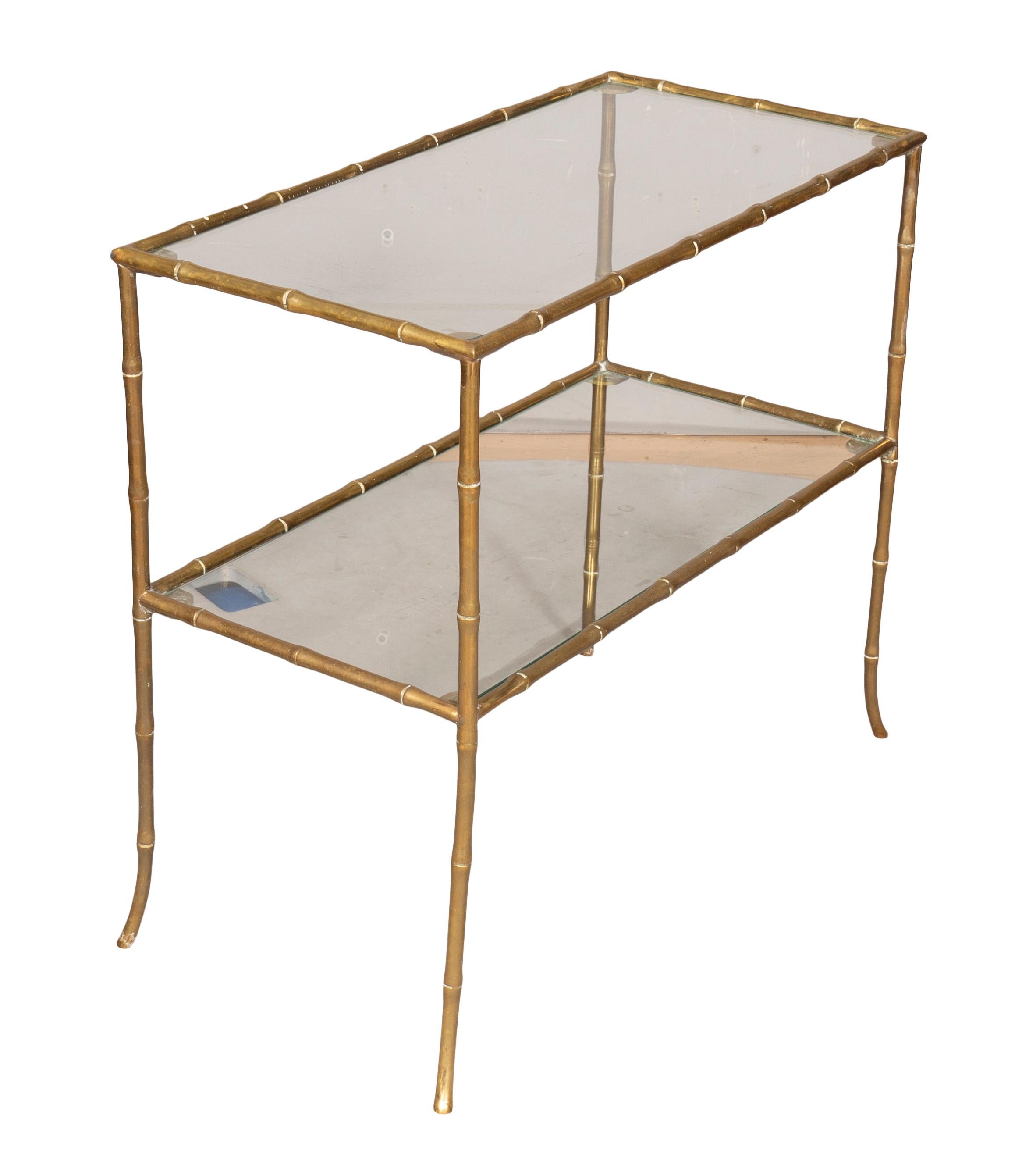Jansen Style Brass Faux Bamboo Table 6