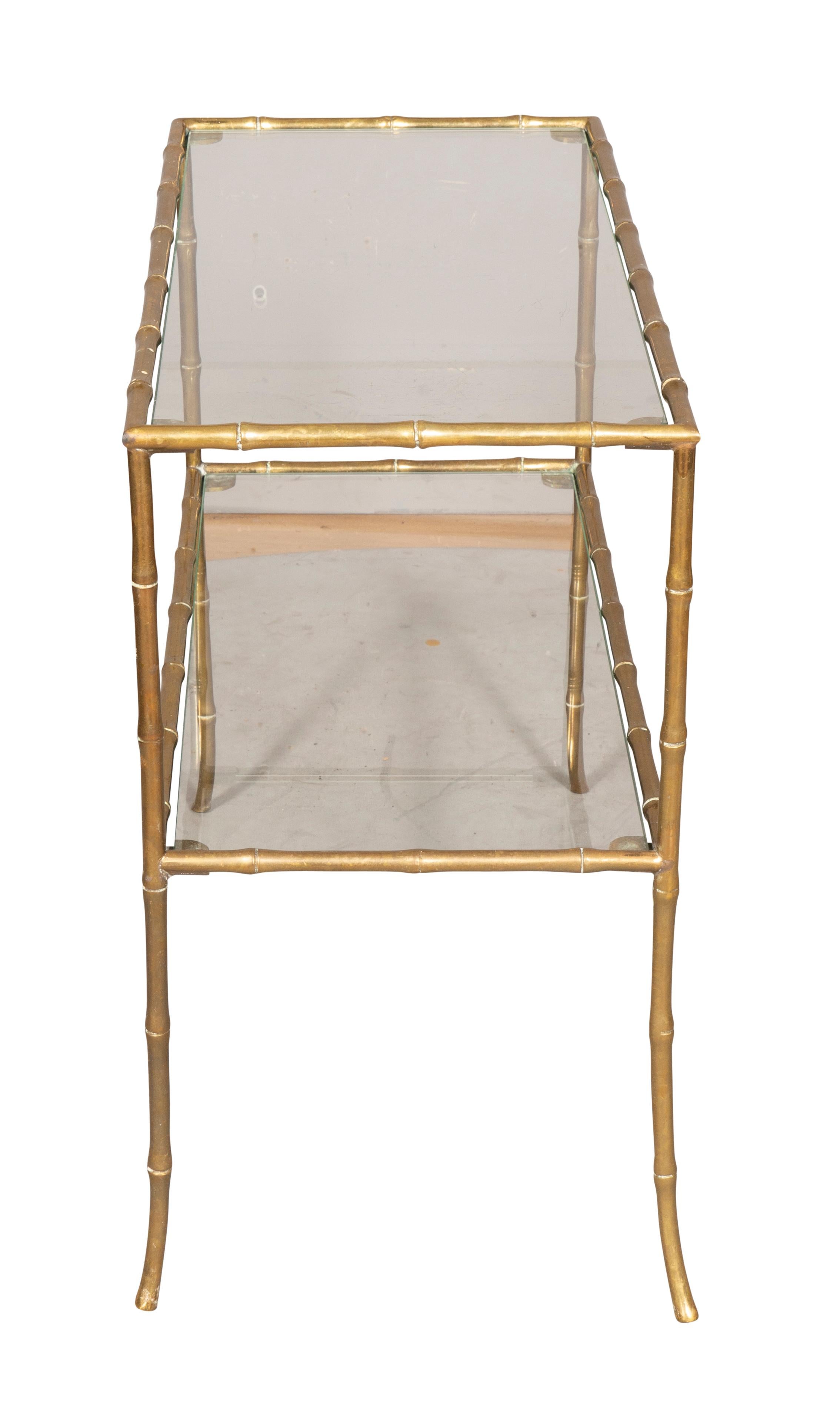 Jansen Style Brass Faux Bamboo Table 7