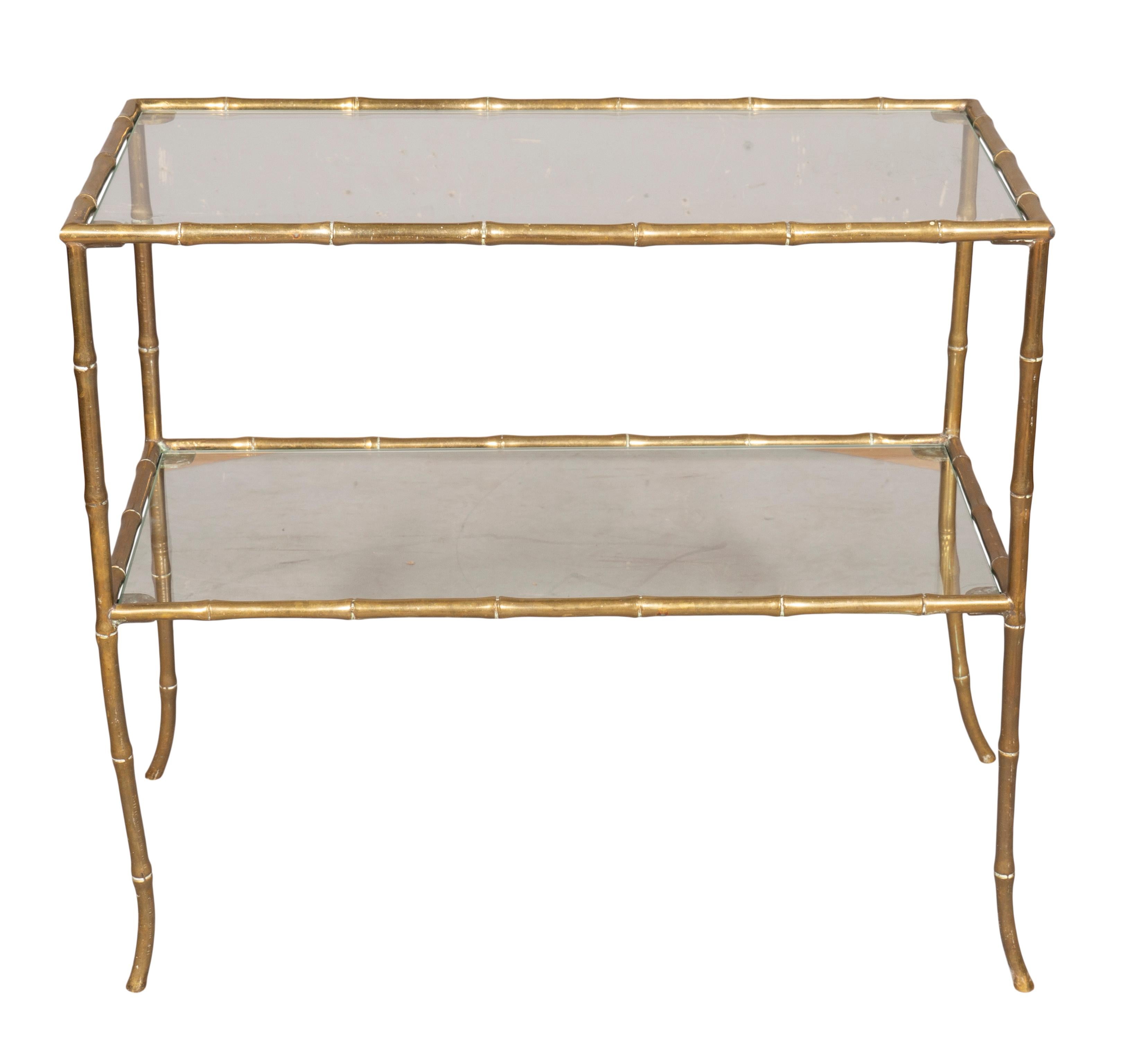 European Jansen Style Brass Faux Bamboo Table