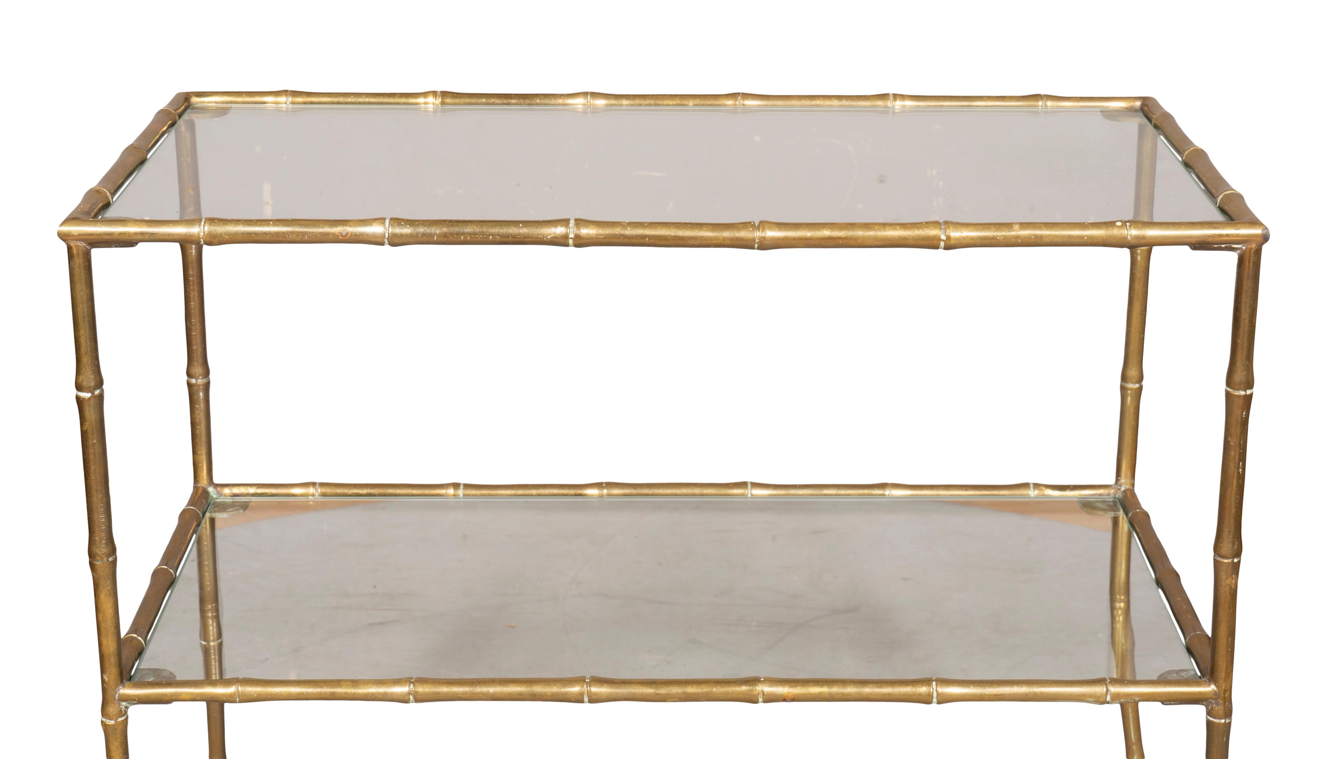Jansen Style Brass Faux Bamboo Table In Good Condition In Essex, MA