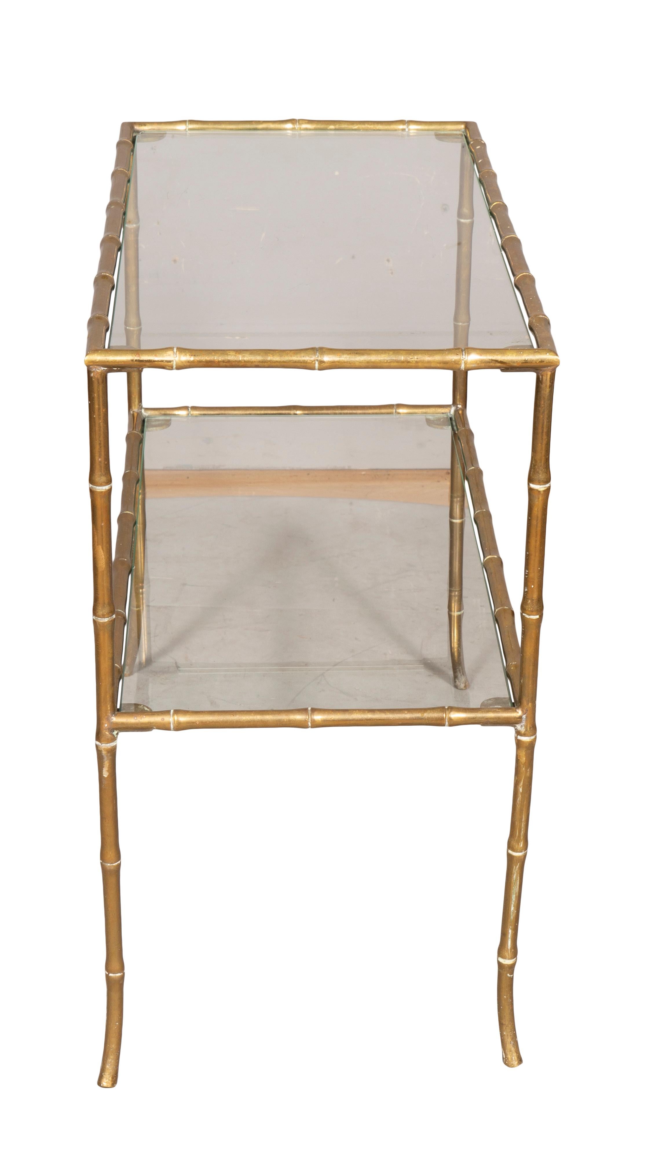 Jansen Style Brass Faux Bamboo Table 1