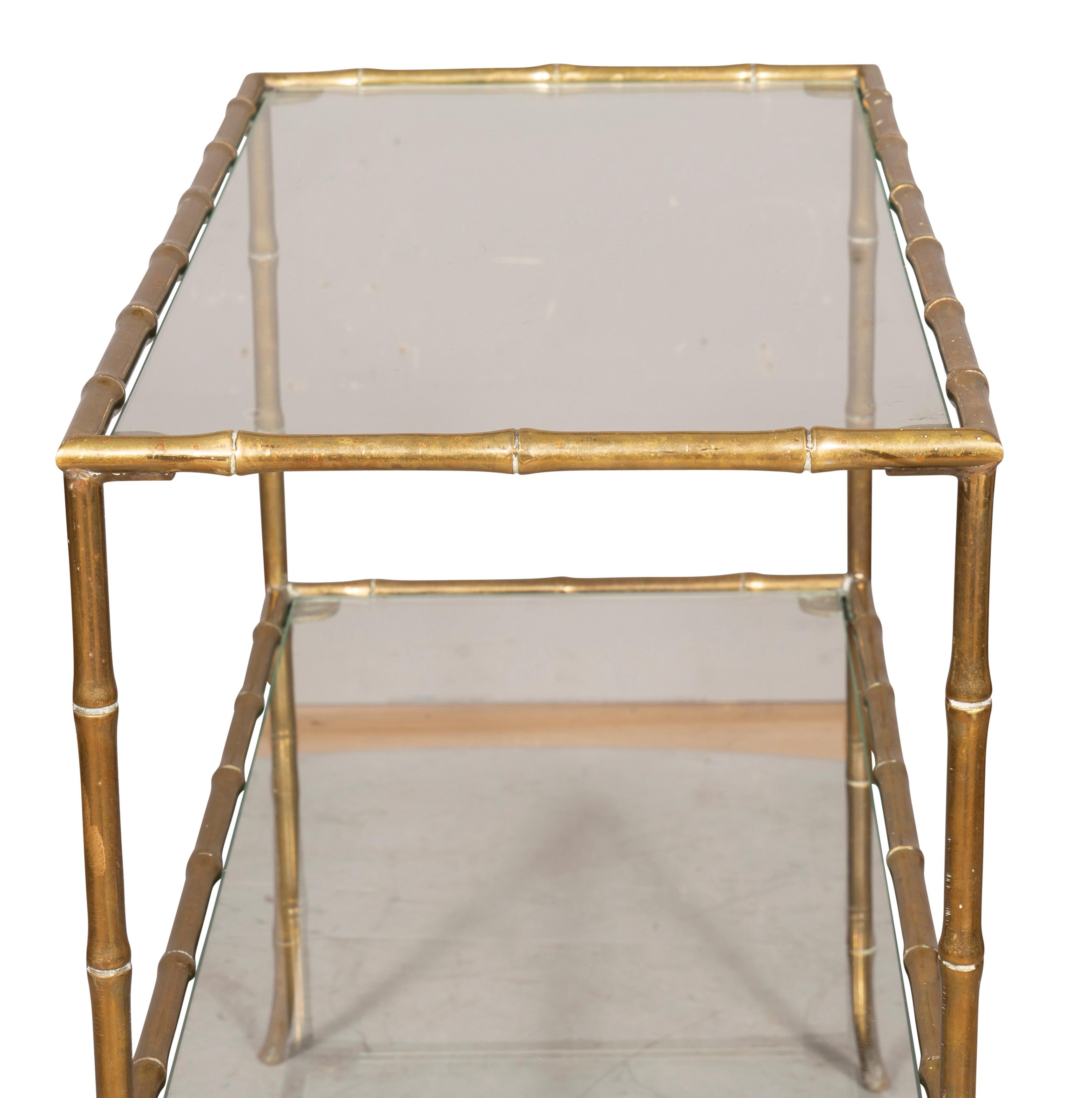 Jansen Style Brass Faux Bamboo Table 2