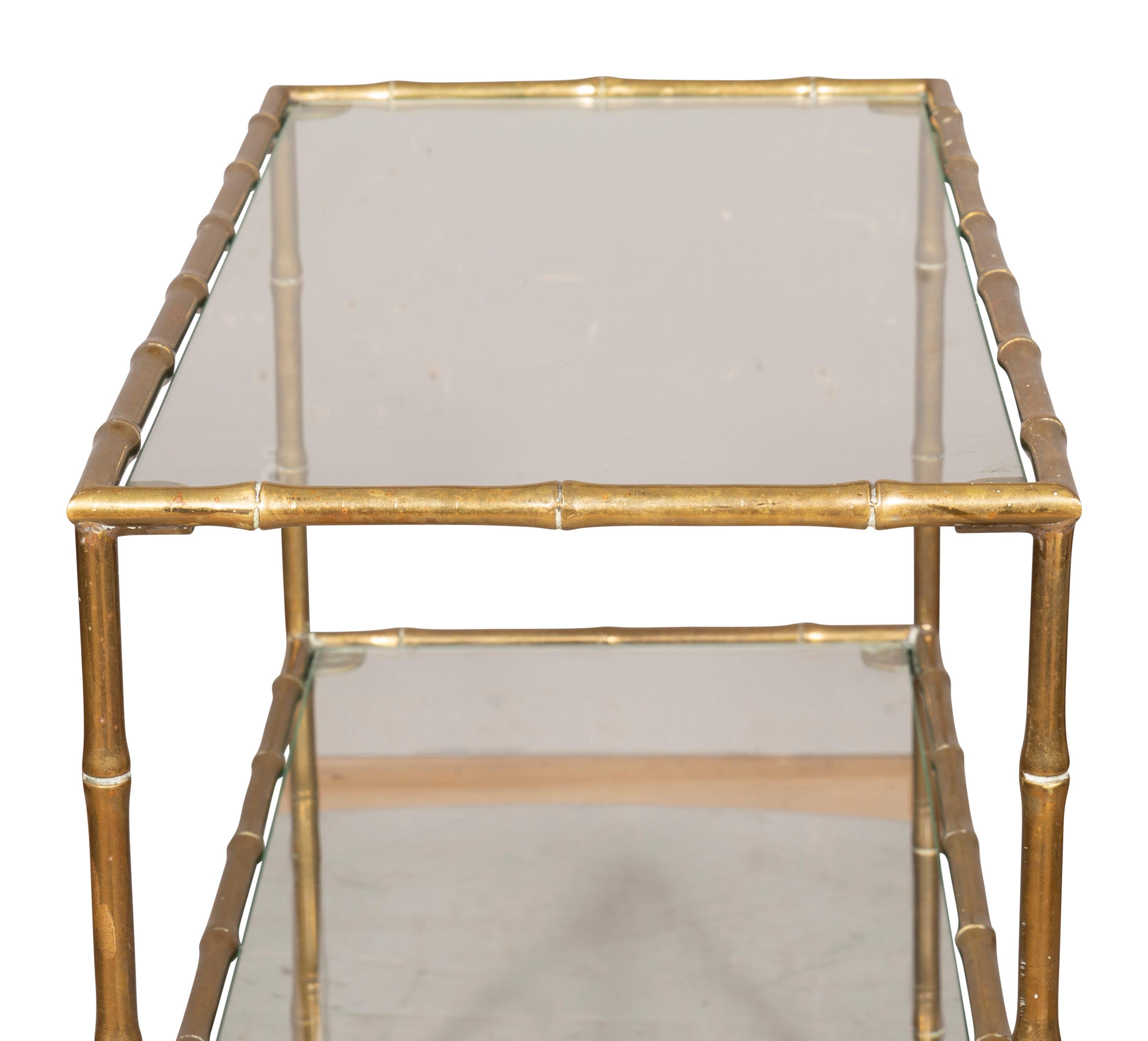 Jansen Style Brass Faux Bamboo Table 3