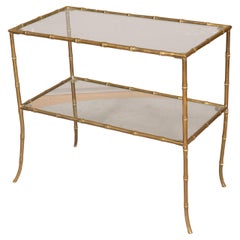 Jansen Style Brass Faux Bamboo Table