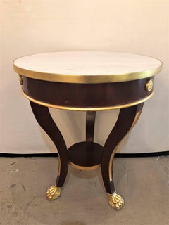 French Designer, Side Table, Mahogany, Marble, Bronze, France, 1940s