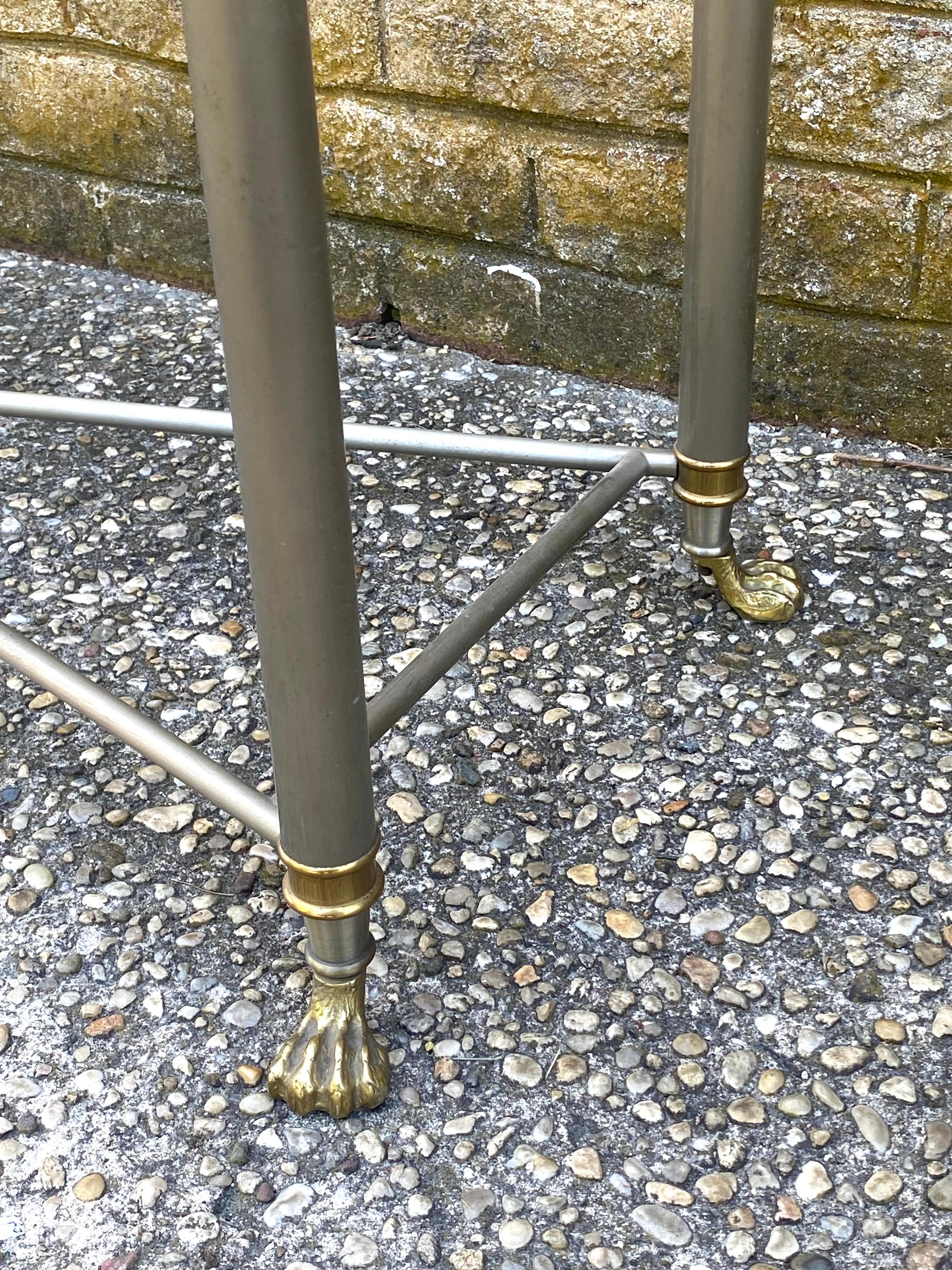 Mid-20th Century Jansen Style Console Table in Steel and Brass  For Sale