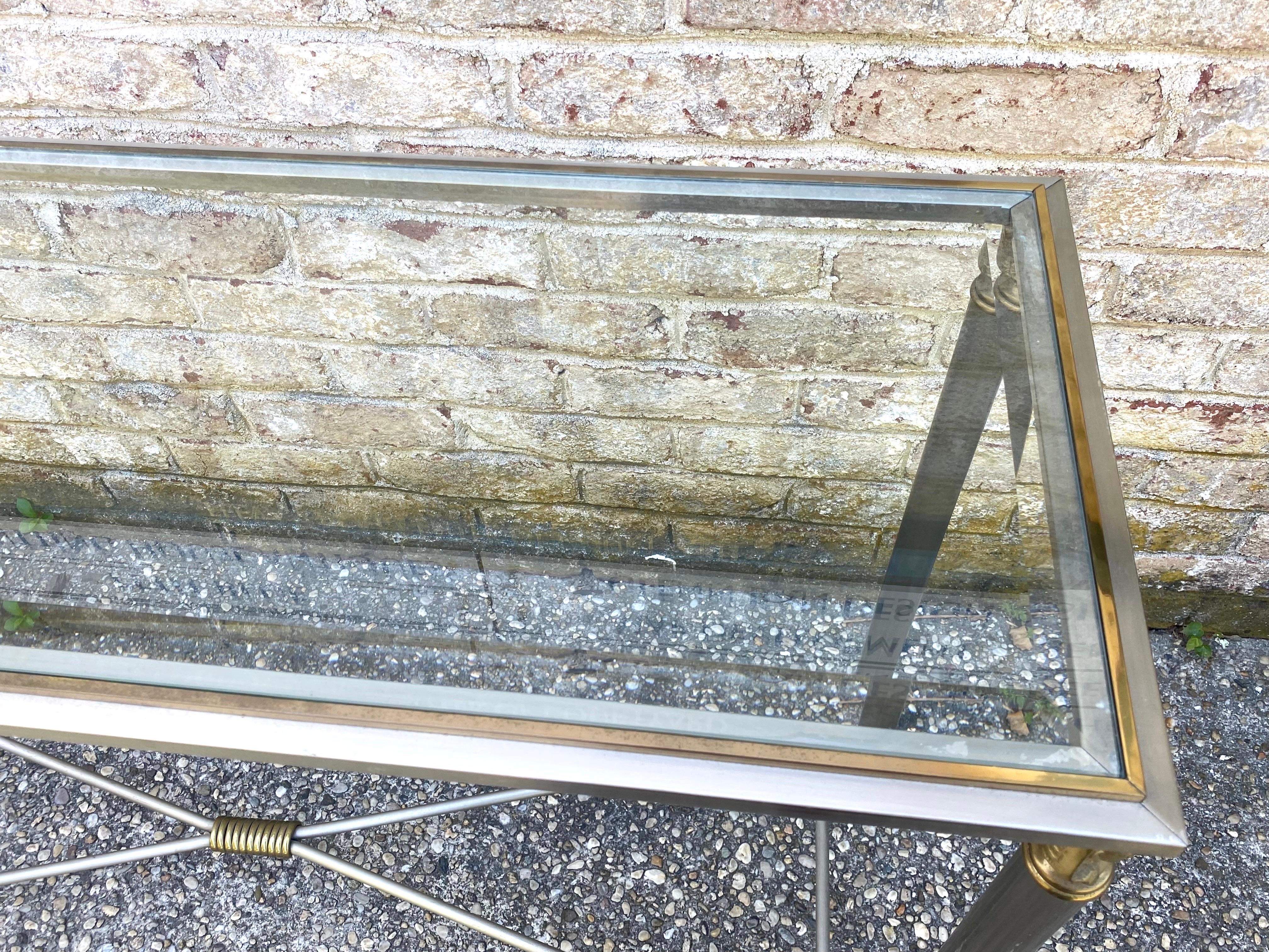 Jansen Style Console Table in Steel and Brass  For Sale 2