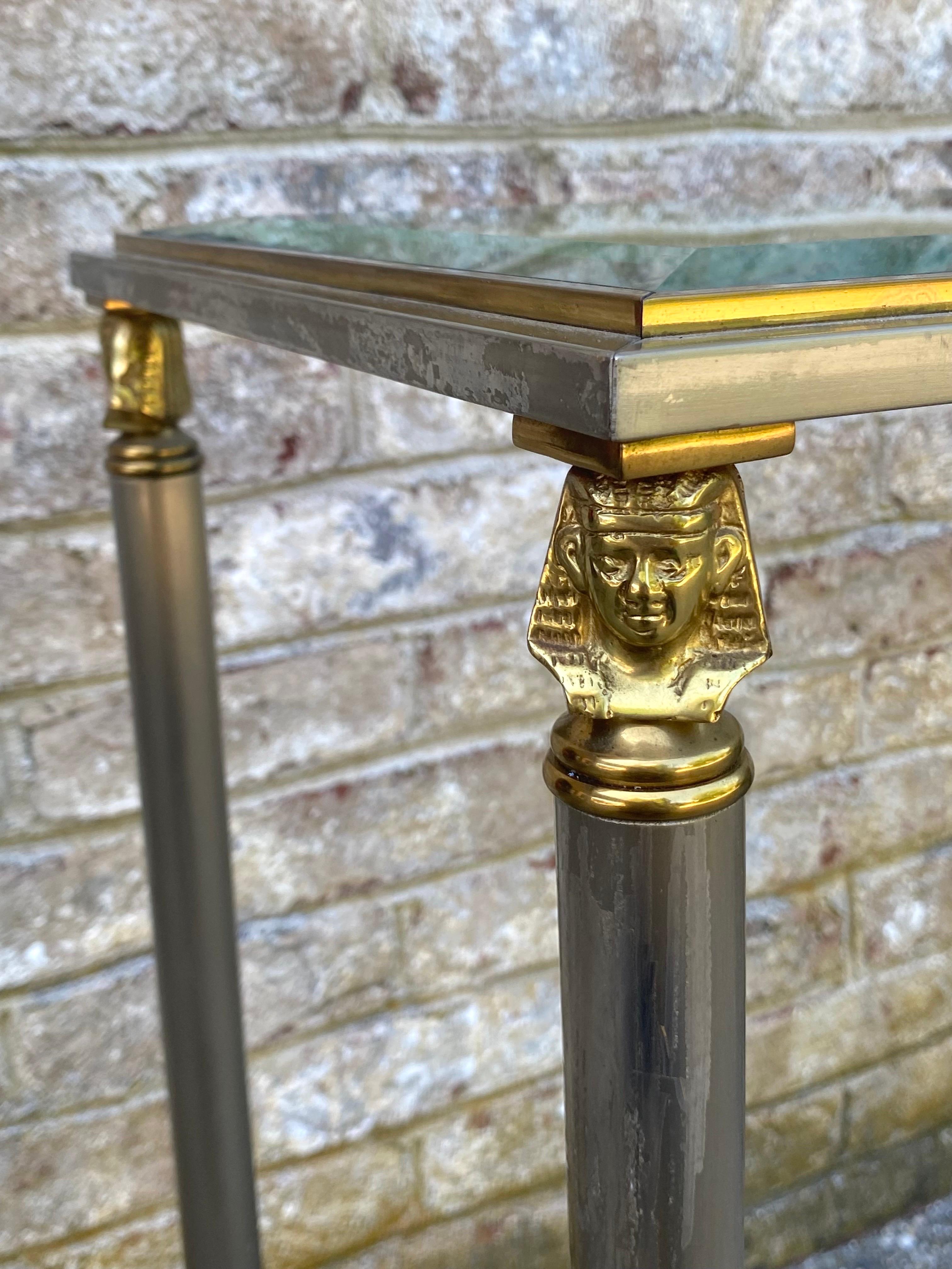 Jansen Style Console Table in Steel and Brass  For Sale 3