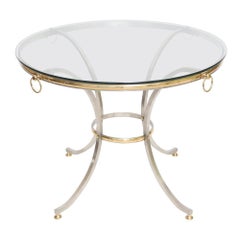 Jansen Style Dining Table of Steel and Polished Brass