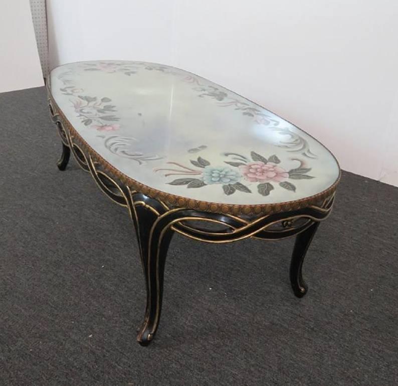 Jansen Style Églomisé Coffee Table In Good Condition In Swedesboro, NJ