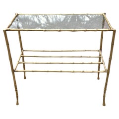 Jansen Style Faux Bamboo Gilt Bronze Glass Top Coffee Cocktail Table Jansen Style Faux Bamboo Gilt Bronze Glass Top Coffee Cocktail Table