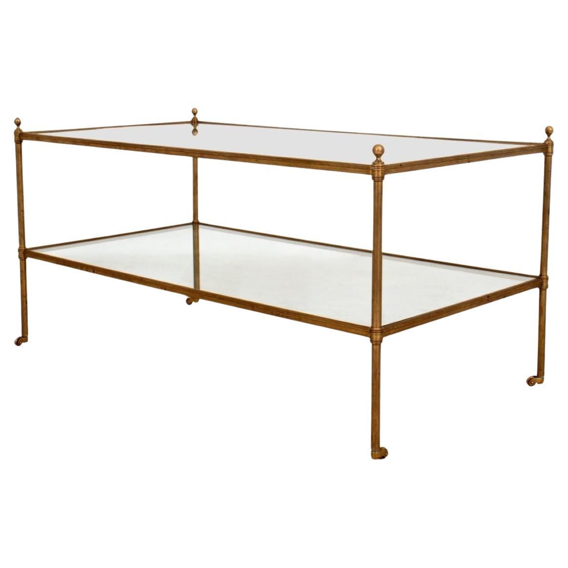 Jansen Style Gilt Bronze and Glass Low Table For Sale