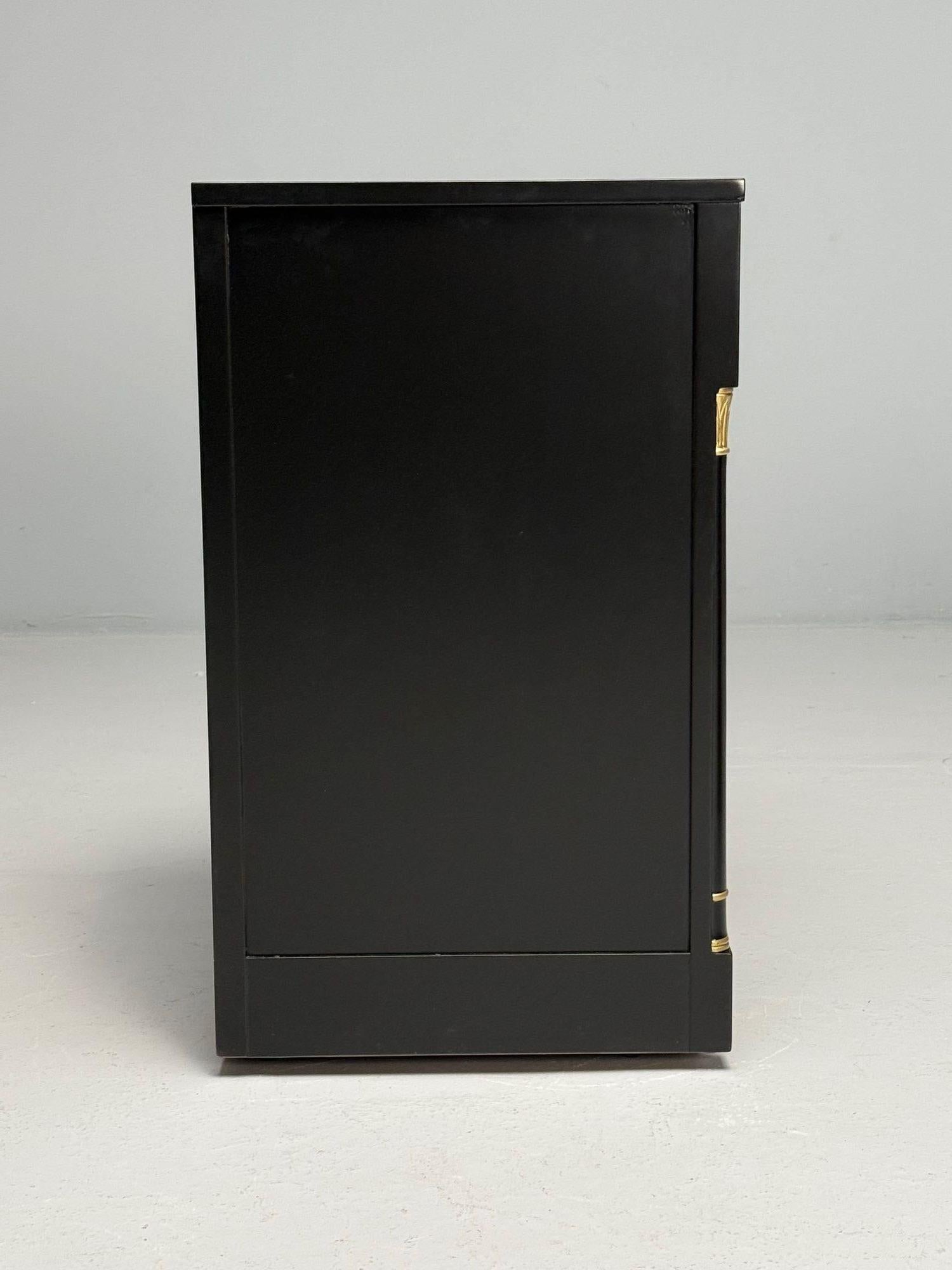 Jansen Style, Hollywood Regency, Nightstands, Ebony Finish, Bronze, 1940s For Sale 6