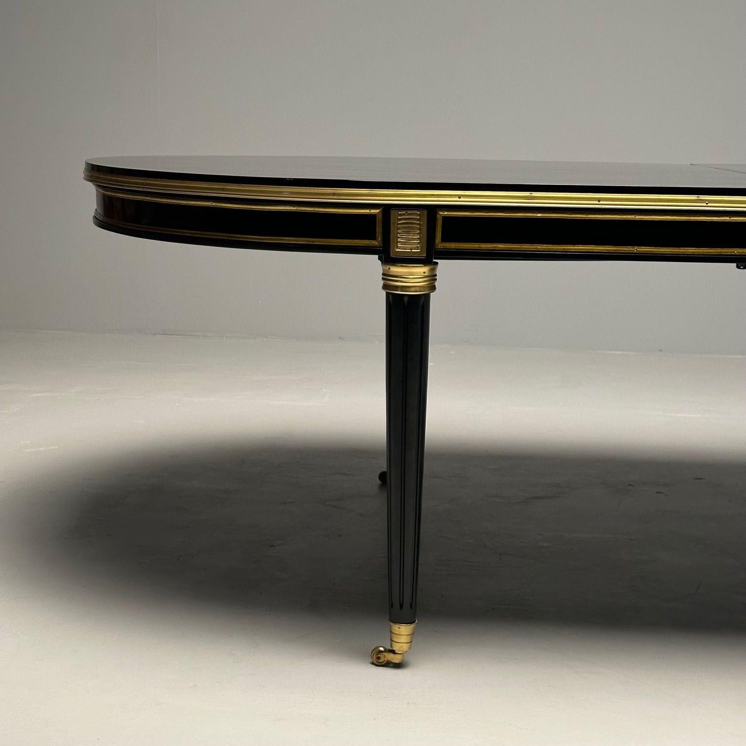 Jansen Style, Louis XVI, Hollywood Regency, Dining Table, Ebony Lacquer, Bronze  6