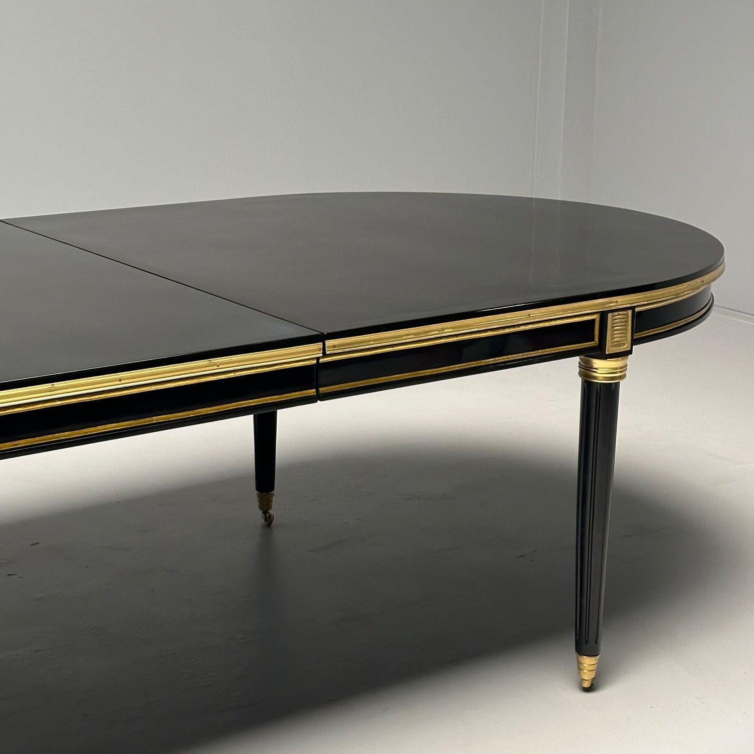 Jansen Style, Louis XVI, Hollywood Regency, Dining Table, Ebony Lacquer, Bronze  8
