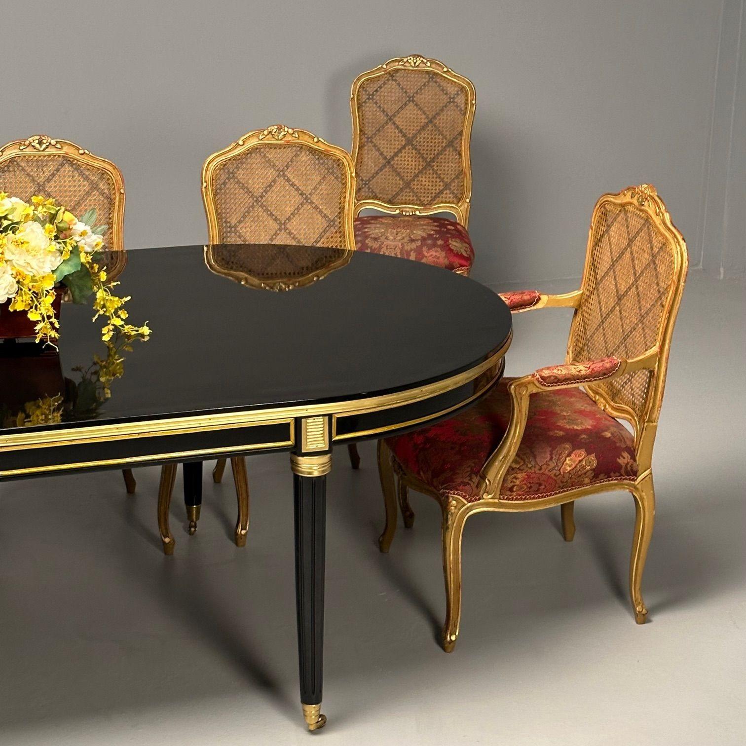 Jansen Style, Louis XVI, Hollywood Regency, Dining Table, Ebony Lacquer, Bronze  12