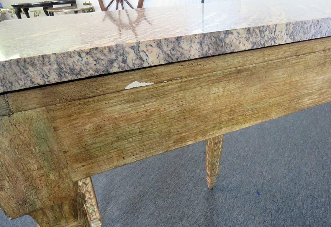 French Jansen Style Marble-Top Console Table