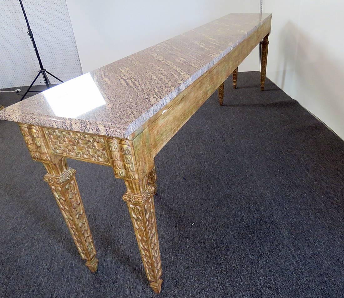 Carved Jansen Style Marble-Top Console Table