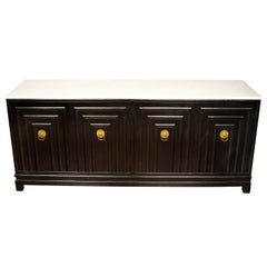 Jansen Style Marble Top Ebonized Credenza