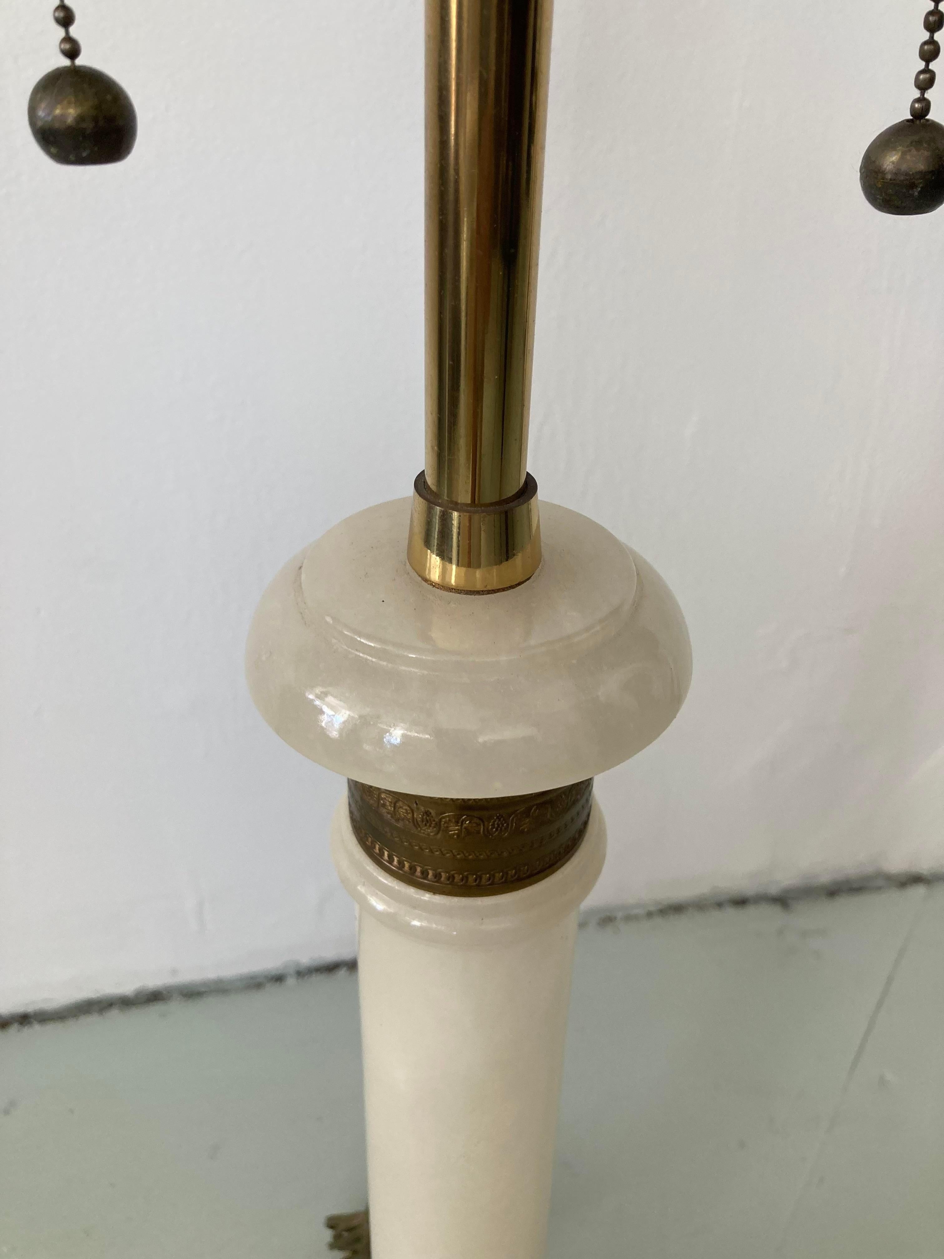 Late 20th Century Jansen Style Marlboro Onyx Column Lamp For Sale