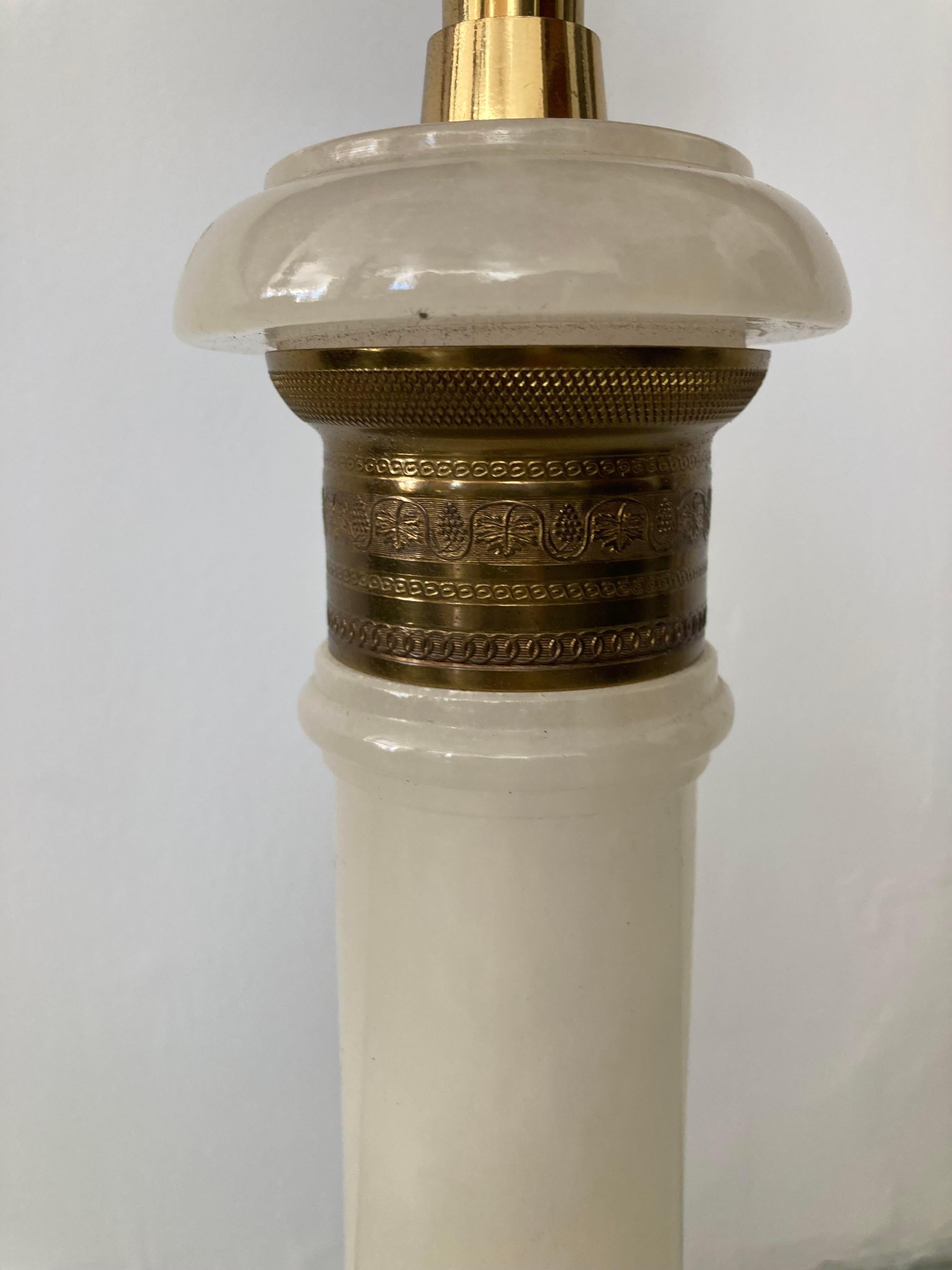 Bronze Jansen Style Marlboro Onyx Column Lamp For Sale