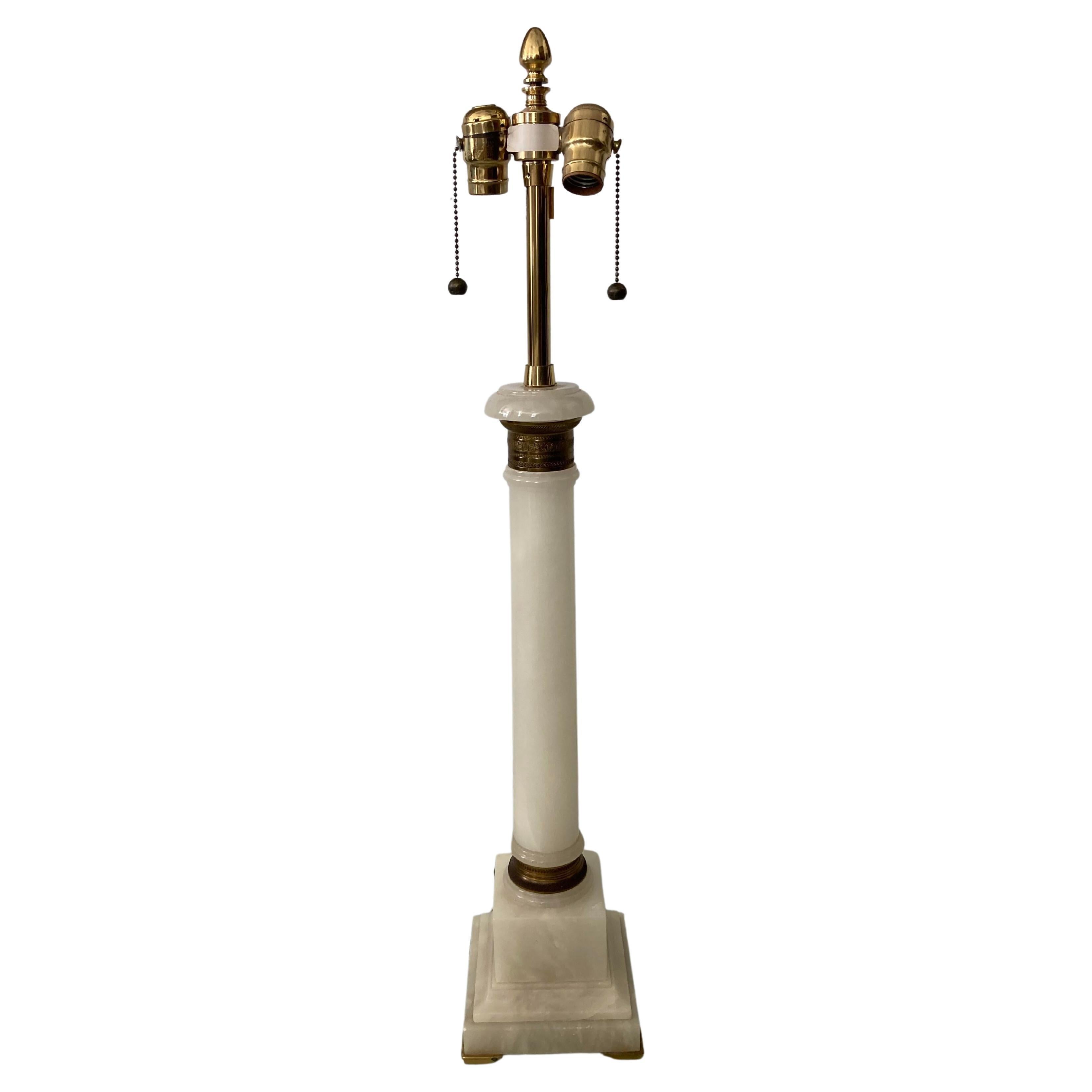 Jansen Style Marlboro Onyx Column Lamp For Sale